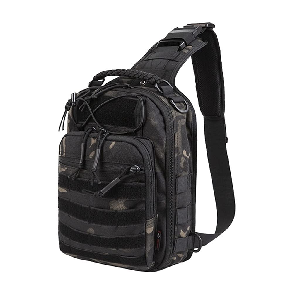 **Ultralight Waterproof Nylon Crossbody Bag for Outdoor Camping, Hiking, Cycling & Travel - Durable Wear-Resistant Shoulder Bag for Men & Women (Dark Night Camouflage, Large) - Perfect for Backpacking, Commuting & Daily Use**