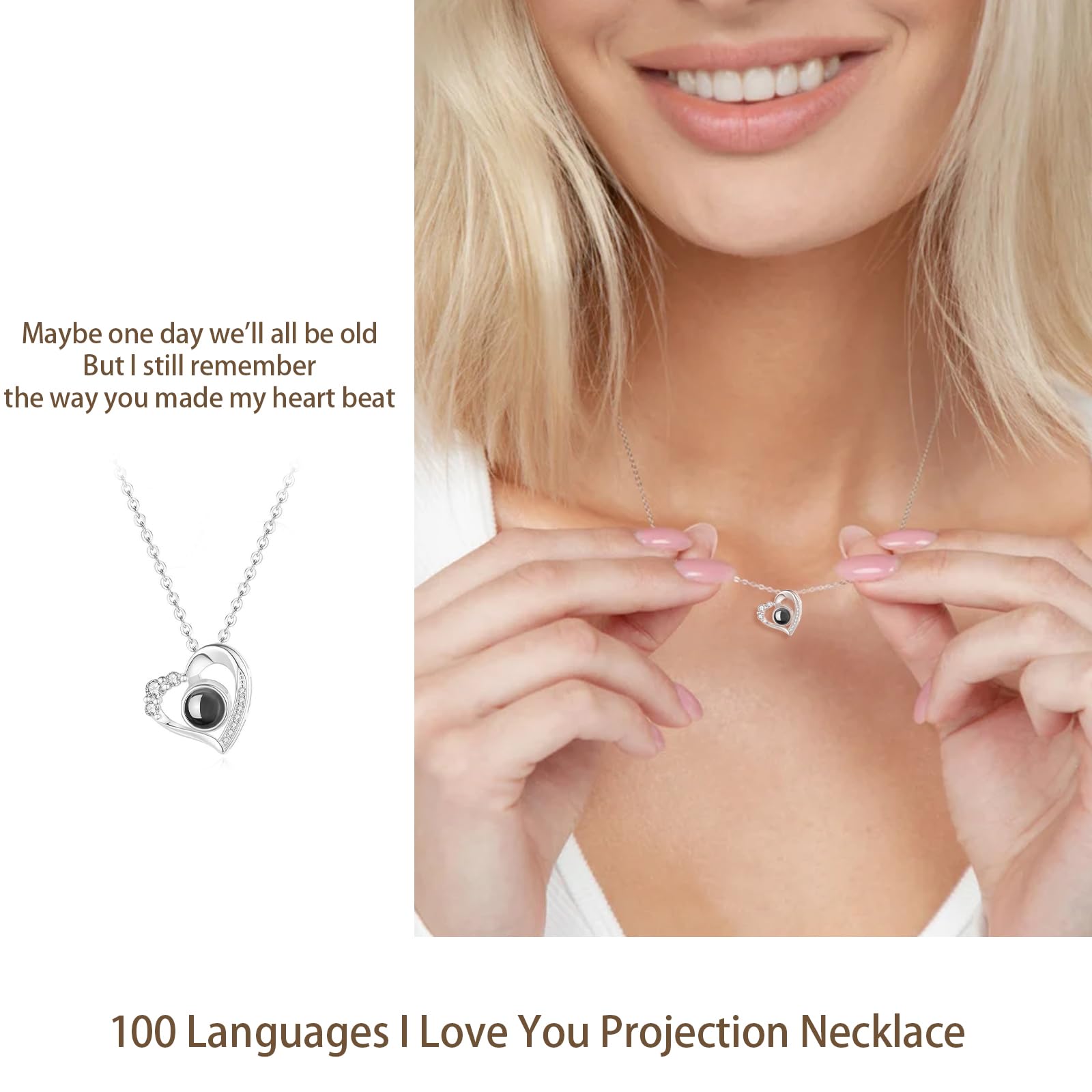 Personalized Picture Necklace for Women - Custom Photo Projection Pendant Jewelry - Round Engraved Memorial Gift for Girlfriend, Wife, Mother, Daughter - Perfect for Birthday, Anniversary & Special Occasions