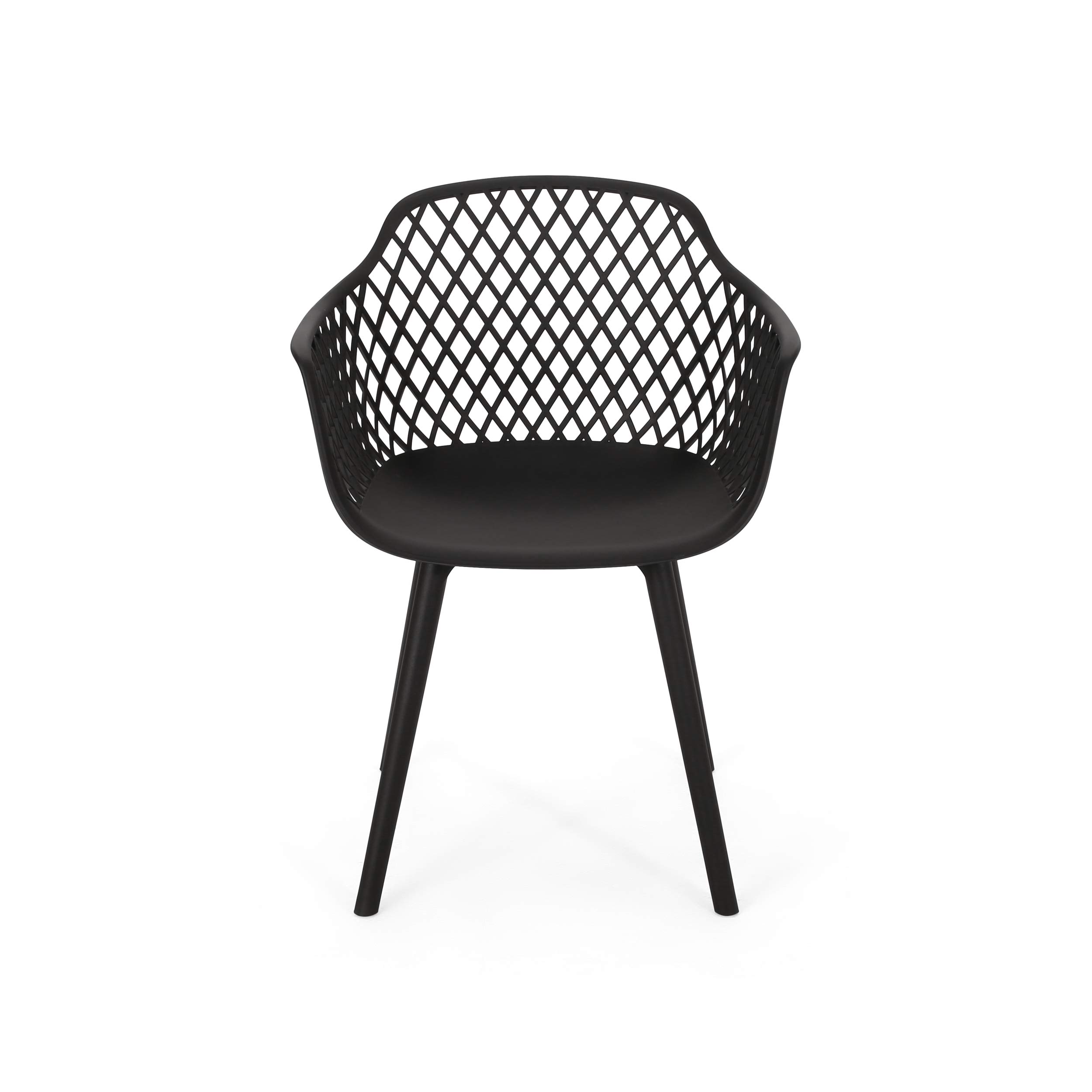 Christopher Knight Home Delia Outdoor Dining Chair Set of 2 - Black Patio Furniture for Garden, Deck, Poolside & Backyard Dining