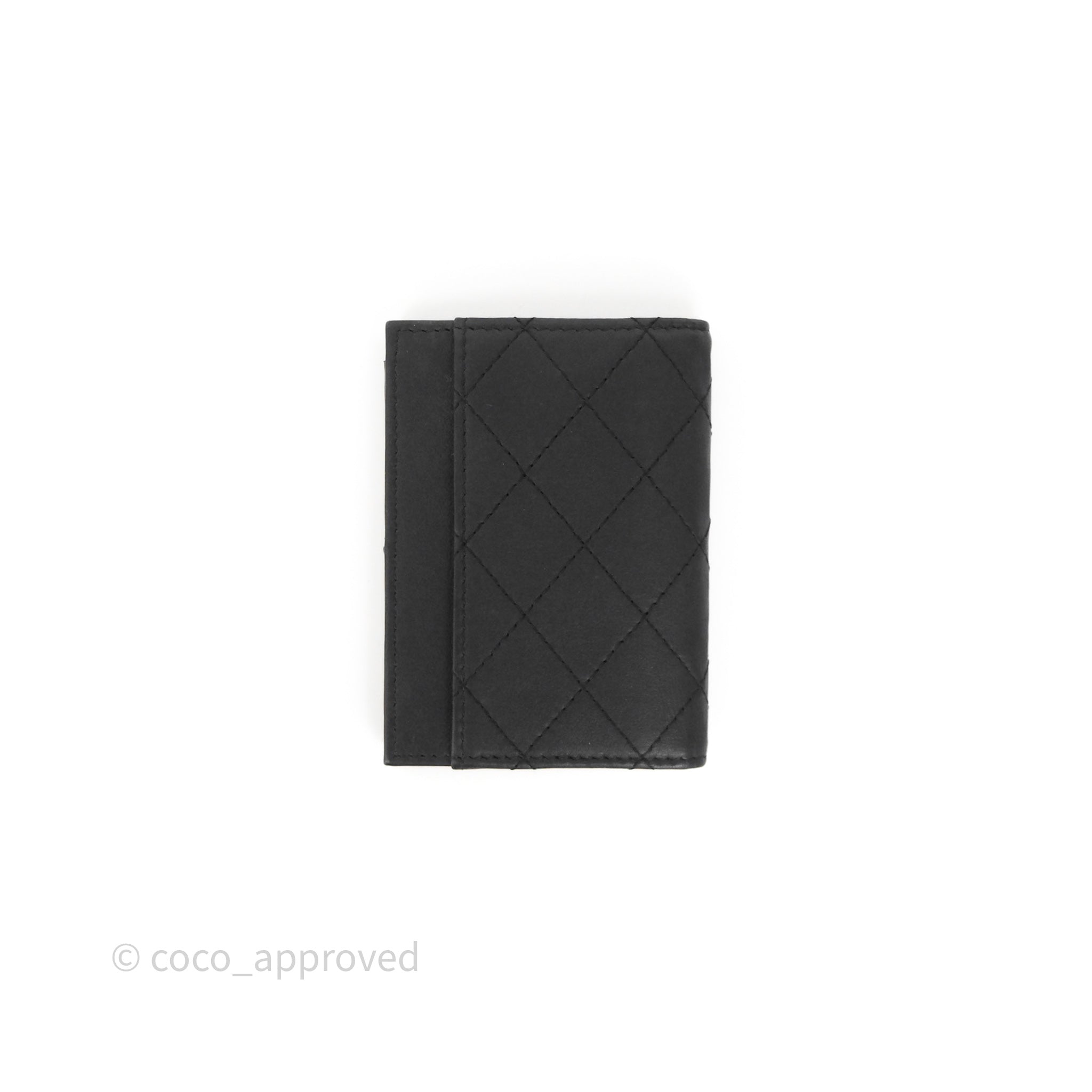 Chanel Quilted So Black Calfskin Card Holder - Luxury Compact Wallet for Credit Cards & ID - Perfect for Everyday Use, Travel & Gifting