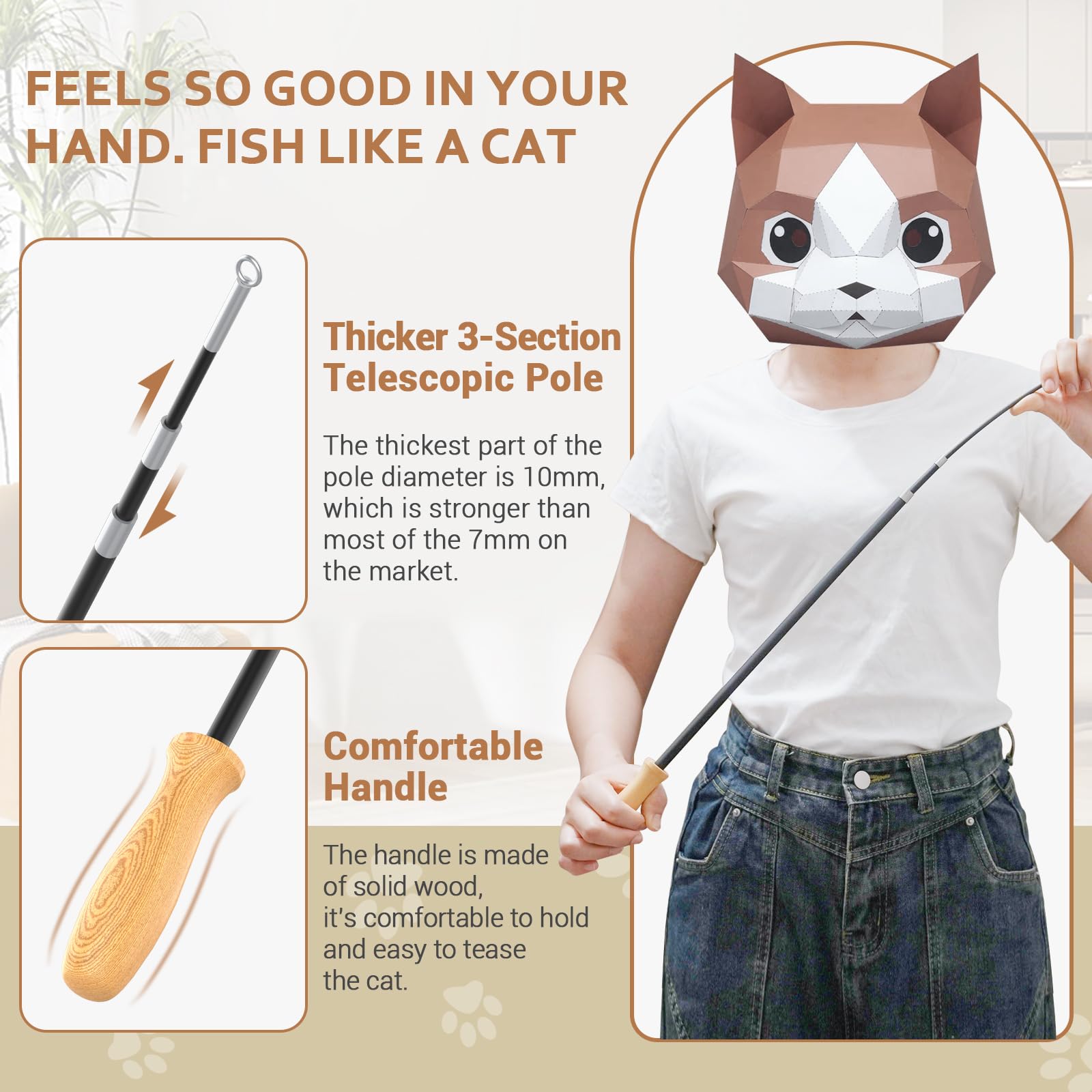 ROSAUI Interactive Cat Teaser Wand Toy - 42.15