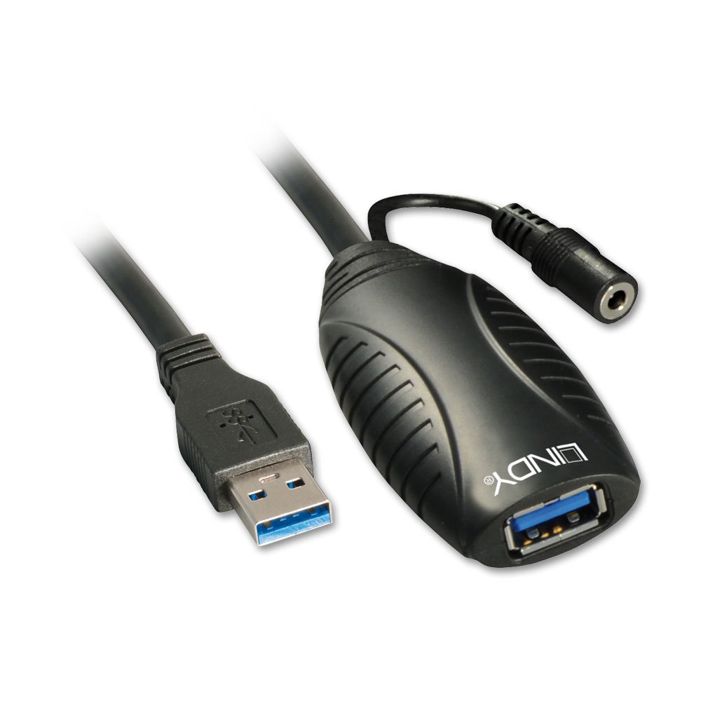 LINDY 43156 10m USB 3.0 Active Extension Cable - High Speed Data Transfer for PC, Laptop, Printer - Durable Black Cable for Home & Office Use