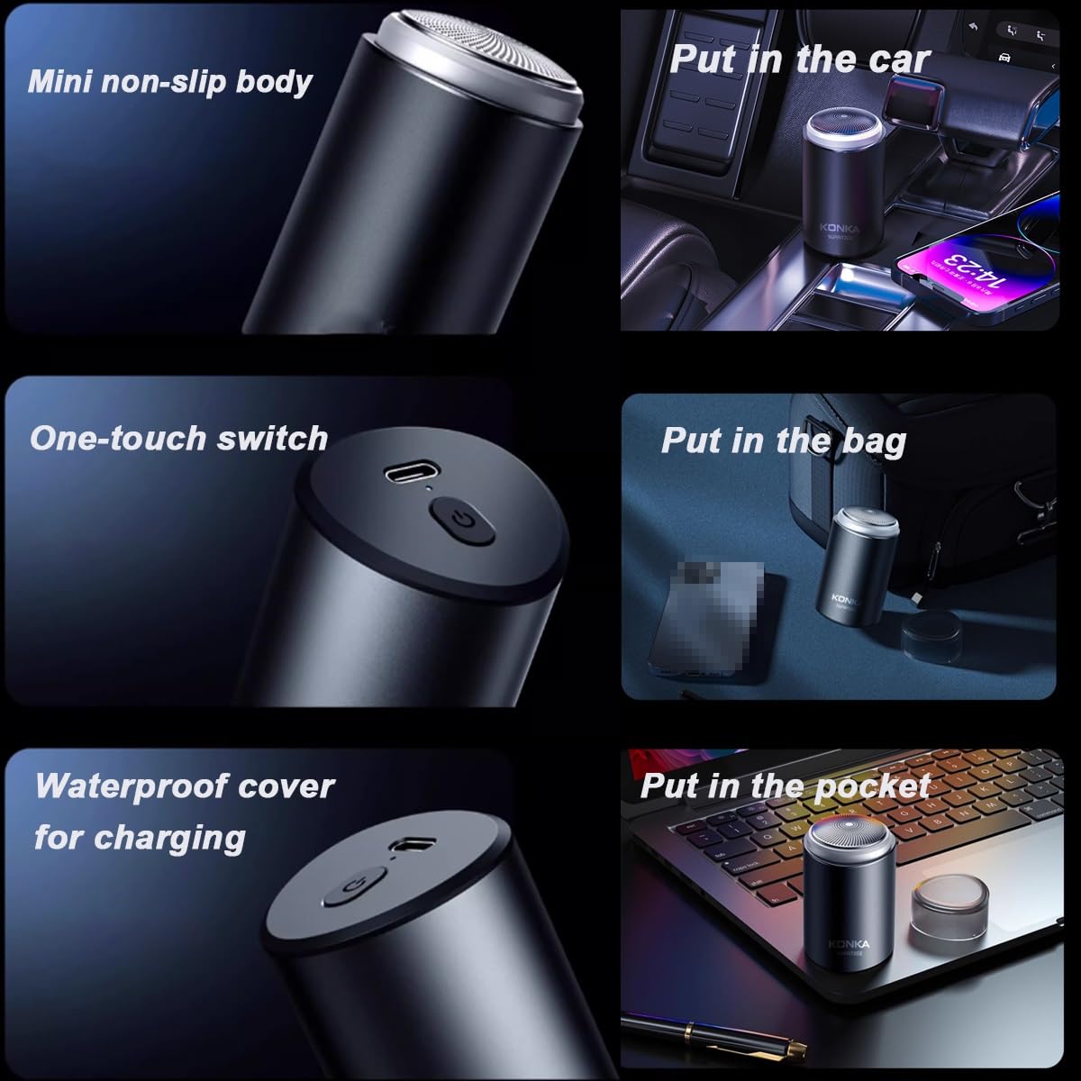 Mini Portable Electric Shaver for Men - USB Rechargeable Waterproof Beard Trimmer & Travel Shaver - Compact Pocket Size for Home, Office, Gym & On-the-Go Grooming (Gray) - Perfect for Business Trips, Camping & Daily Use