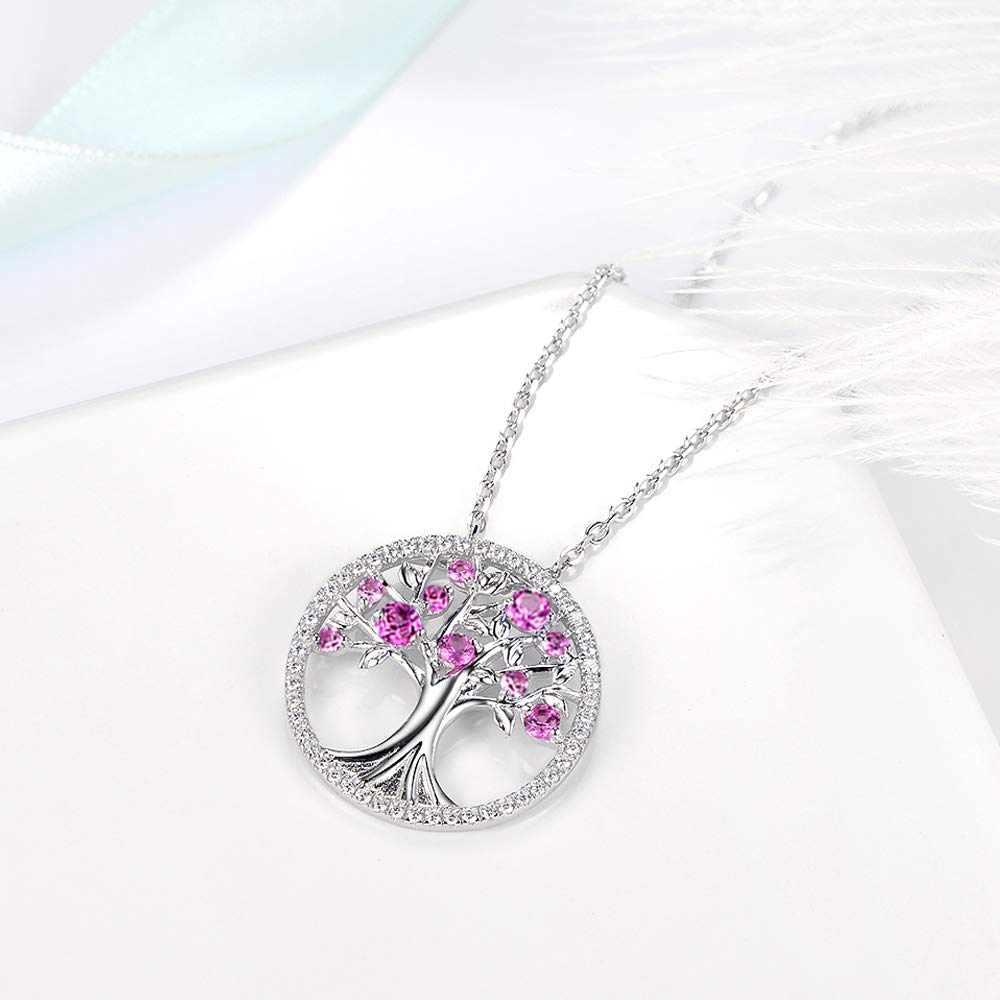 Tree of Life Necklace for Women - March & April Birthstone Jewelry with Aquamarine & Gemstones, 925 Sterling Silver Gift for Wife, Mom, Birthday - Perfect for Weddings, Anniversaries & Special Occasions