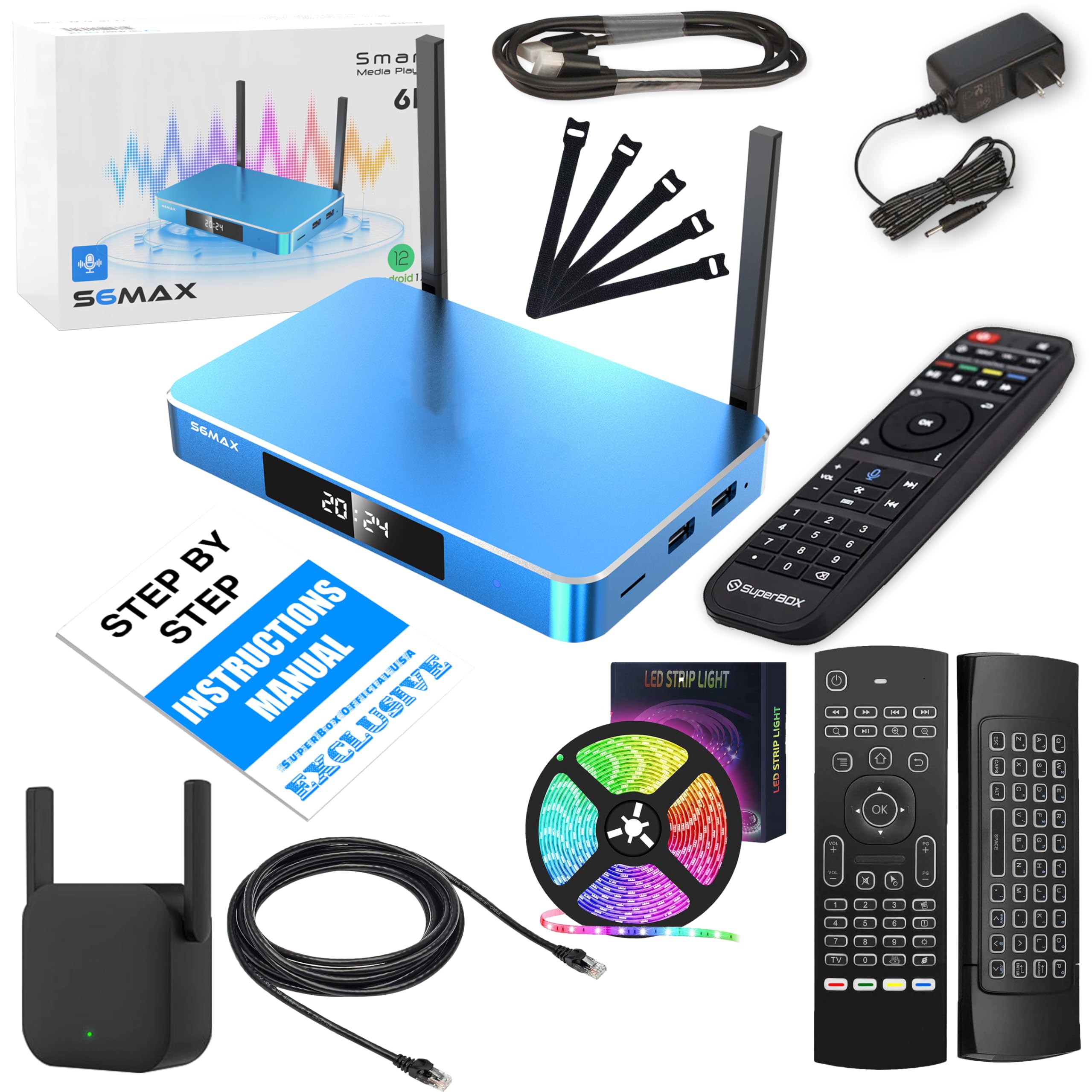 S6 MAX USB Hub with 64GB Storage - 4-Port USB 3.0 Hub with Built-in Memory, LED Indicator, Wireless Adapter, Ethernet Port & Cable Management - Perfect for Home Office, Gaming Setup & Workspace Organization (Includes Setup Guide & CA Support)