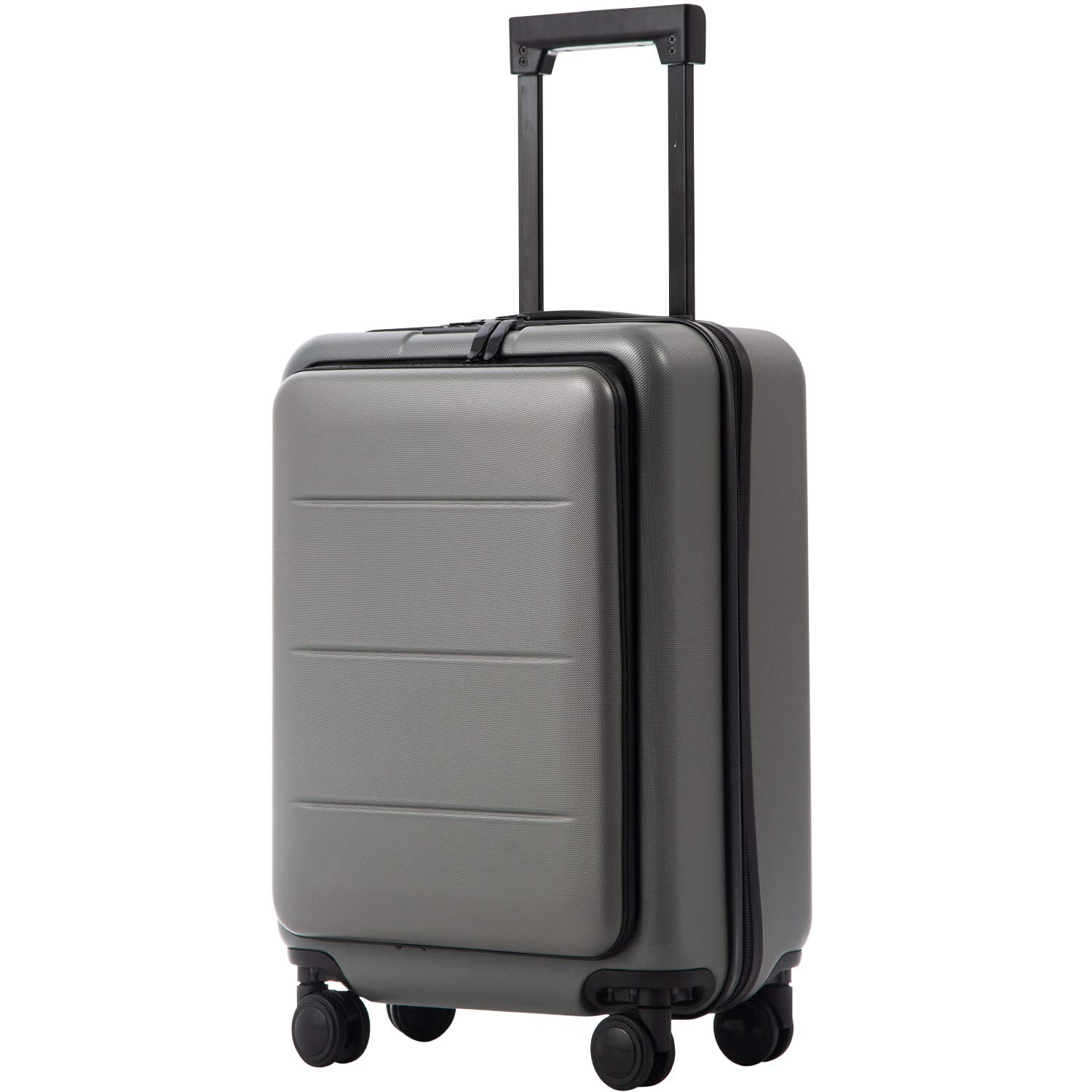 COOLIFE 20in ABS+PC Carry-On Luggage Suitcase with Spinner Wheels & Multiple Pockets - Lightweight Titanium Gray Hardshell Trolley for Air Travel, Business Trips & Weekend Getaways