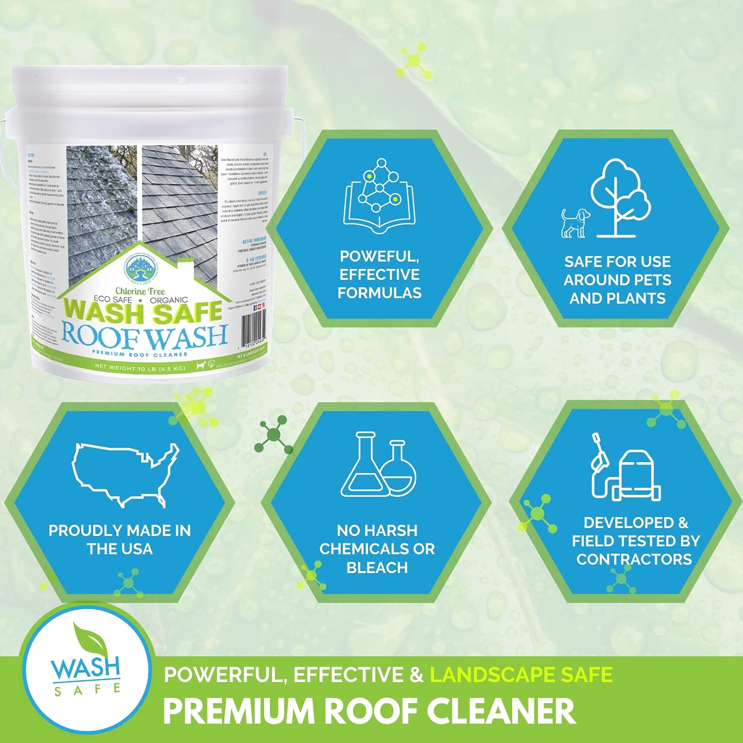 Premium Eco-Safe Organic Roof Cleaner - 10 lb Container for Effective Roof Cleaning & Algae Removal | Ideal for Home, Commercial & Outdoor Use