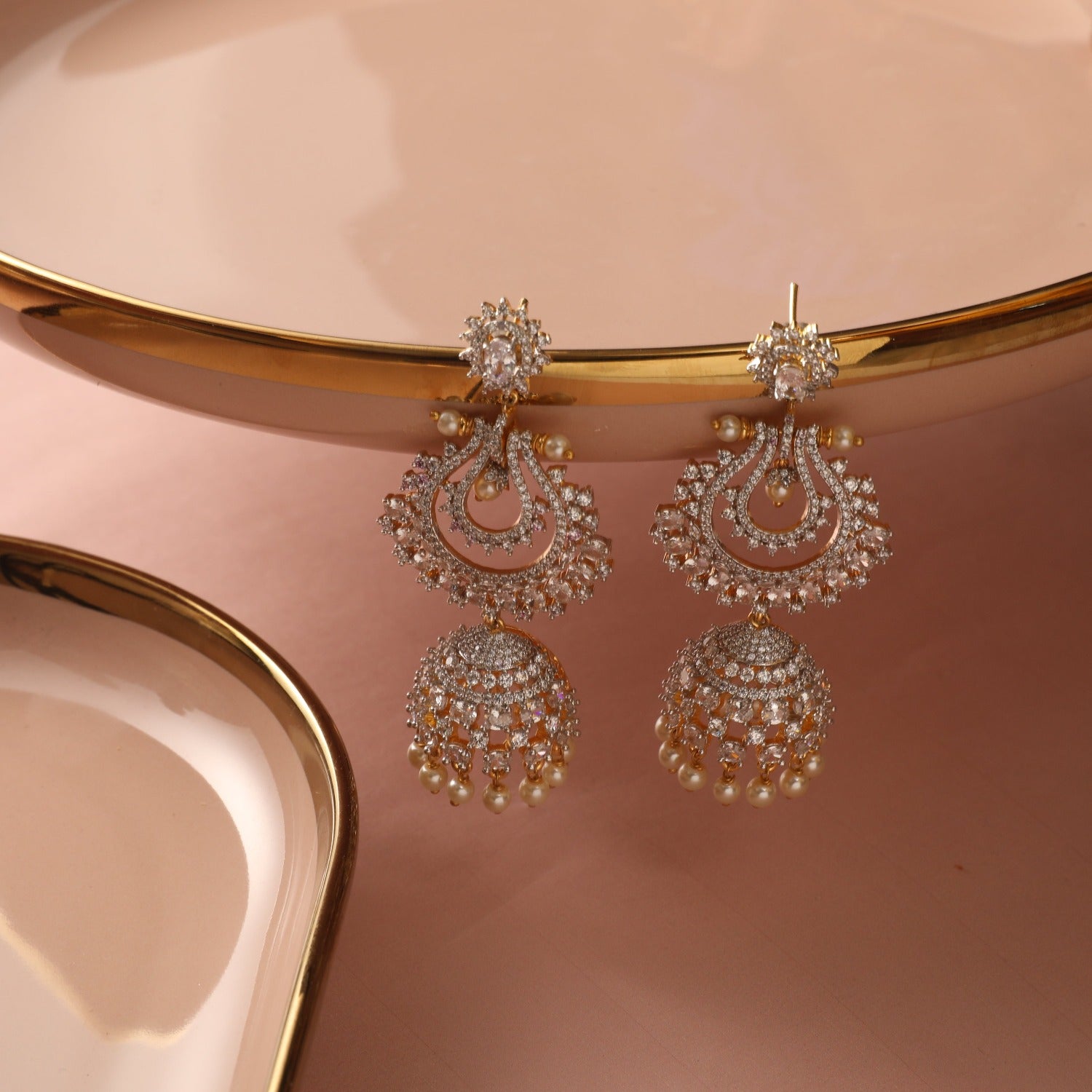 Eden Nakshatra CZ Jhumka Earrings for Women - Fashion Cubic Zirconia Indian Ethnic Jewelry - Perfect for Weddings, Parties & Festive Occasions