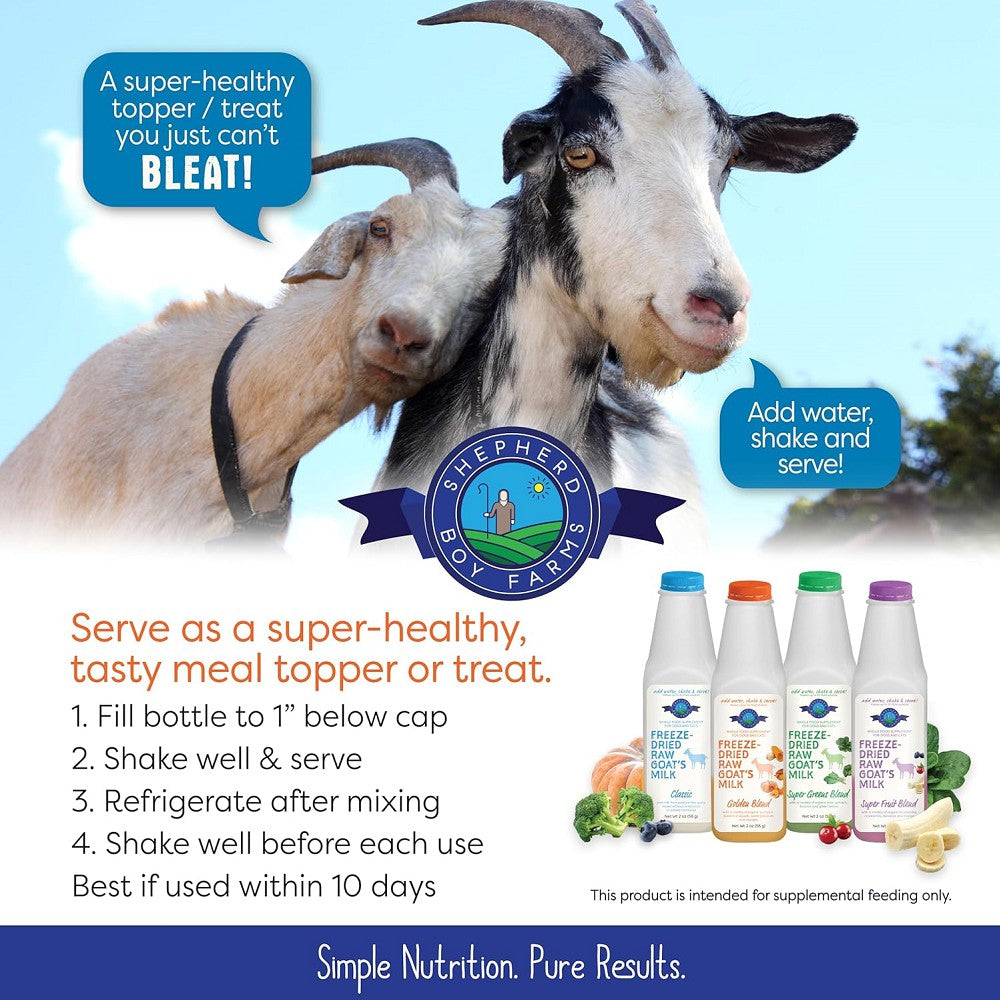 Premium Freeze-Dried Raw Goat's Milk Golden Blend for Dogs & Cats - Natural Digestive Support & Immune Booster - Perfect for Puppies, Kittens & Senior Pets at Home or Travel