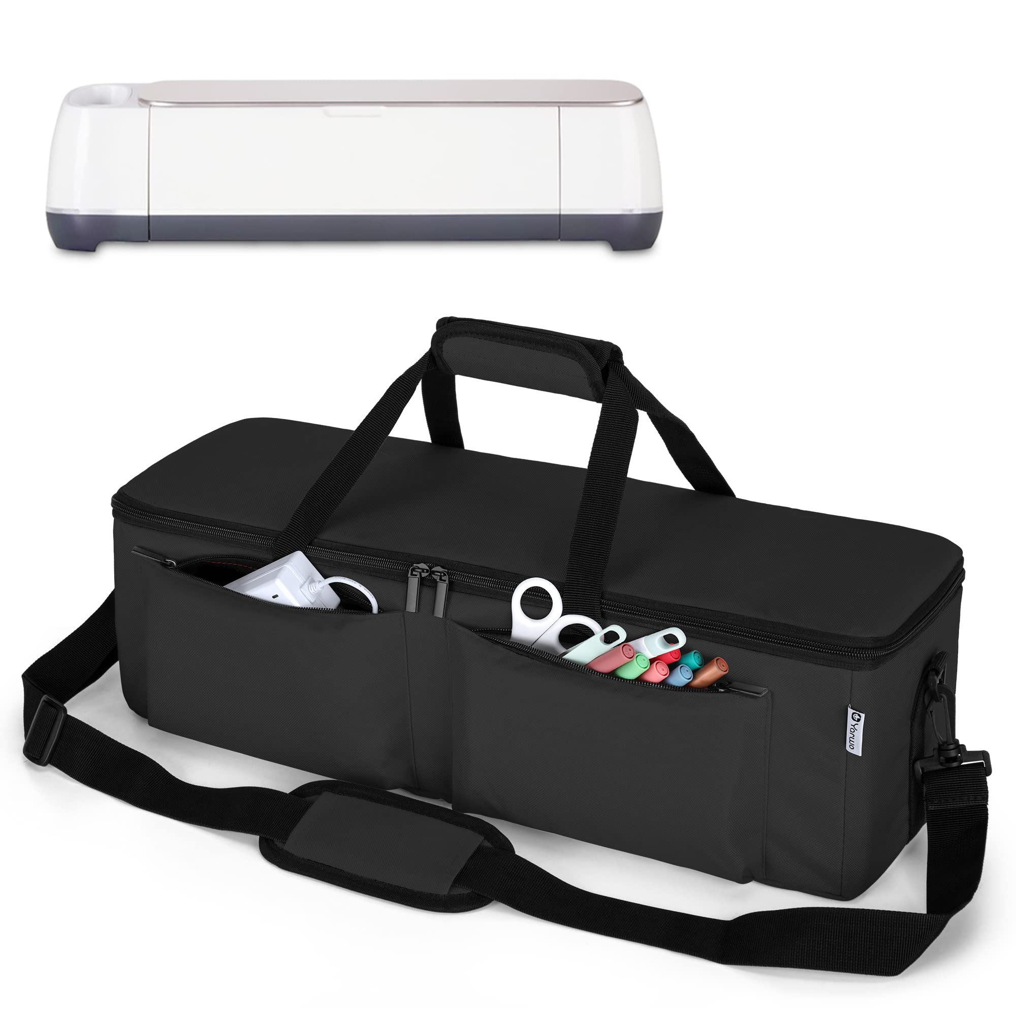 Yarwo Tote Bag for Cricut Explore Air, Air 2 & Maker - Travel Carrying Case for Die Cutting Machine Accessories & Supplies (Black) - Perfect for Crafting, Sewing Projects & On-the-Go Storage