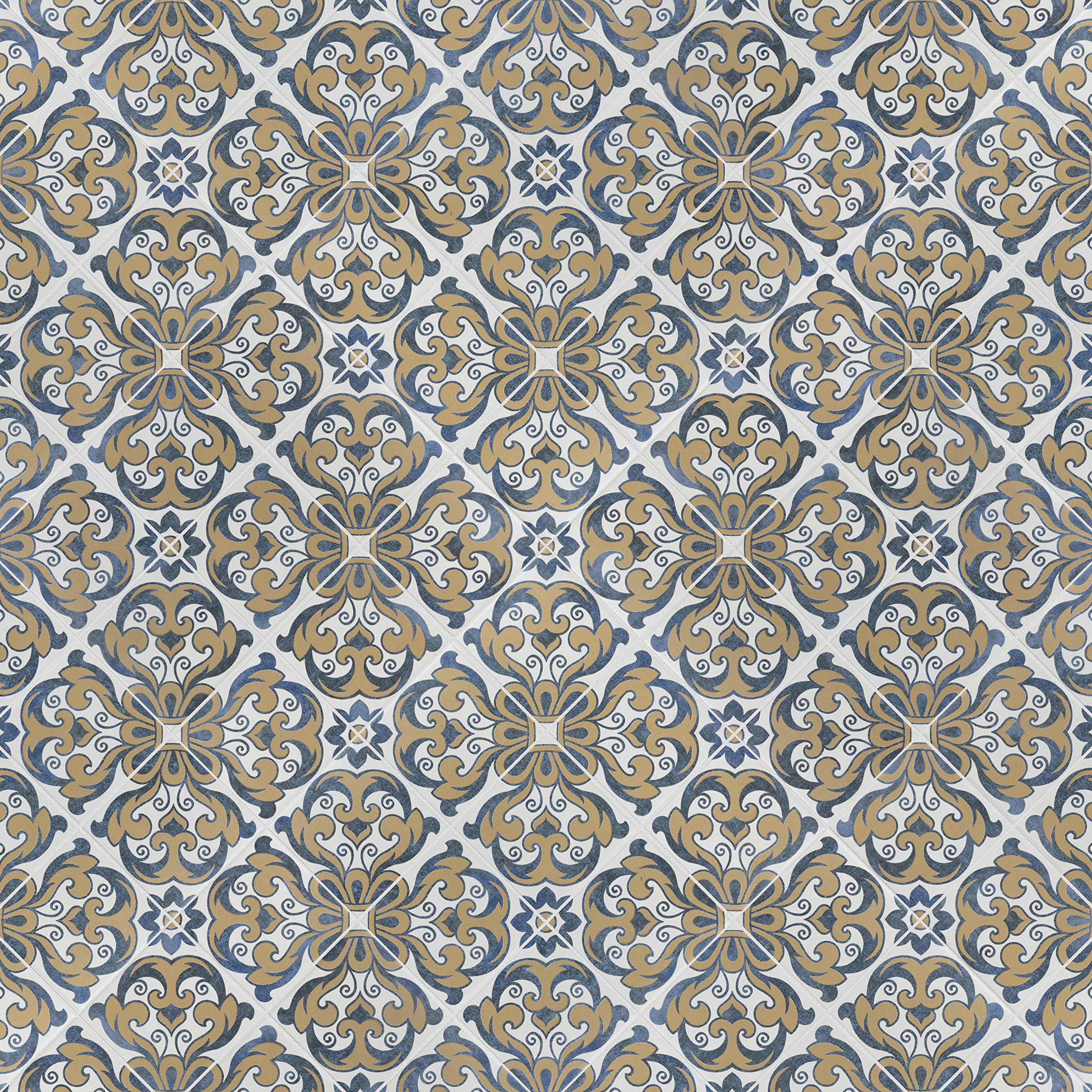 Merola Tile Harmonia Royal Bloom 13x13 Inch Ceramic Floor and Wall Tile - Perfect for Bathroom, Kitchen Backsplash & Living Room Decor