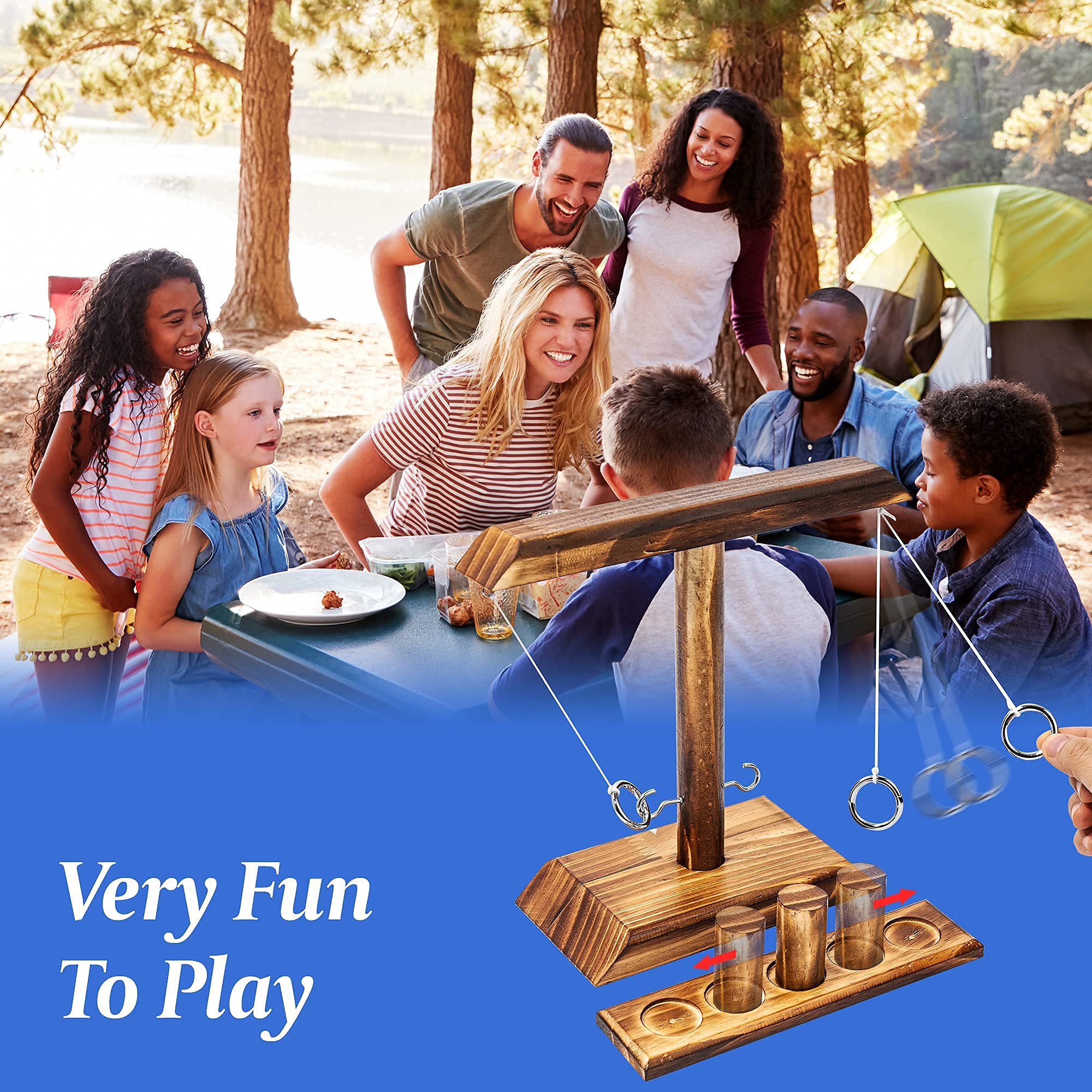 Fun Ring Toss Game Set with Shot Ladder - Outdoor & Indoor Party Games for Adults - Perfect for Backyard BBQs, Beach Parties, and Family Game Nights