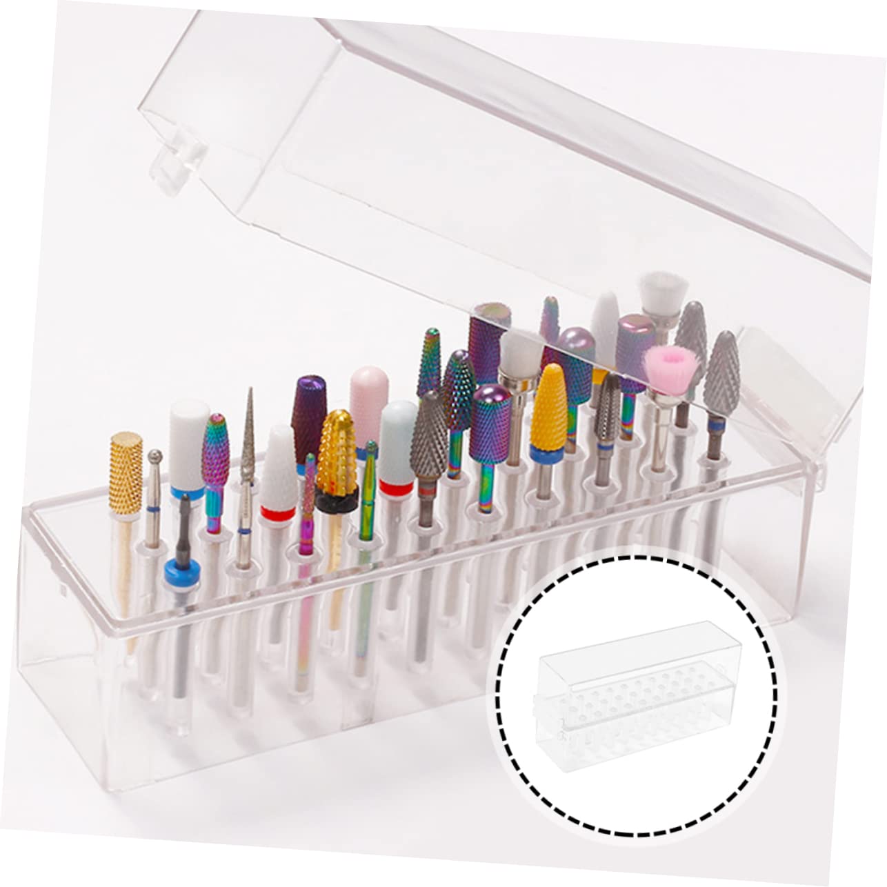 Beavorty 30-Hole Nail Drill Bits Organizer Box - Portable Storage Case for Manicure & Pedicure Drill Bits - Perfect for Salon Professionals & Home Nail Care
