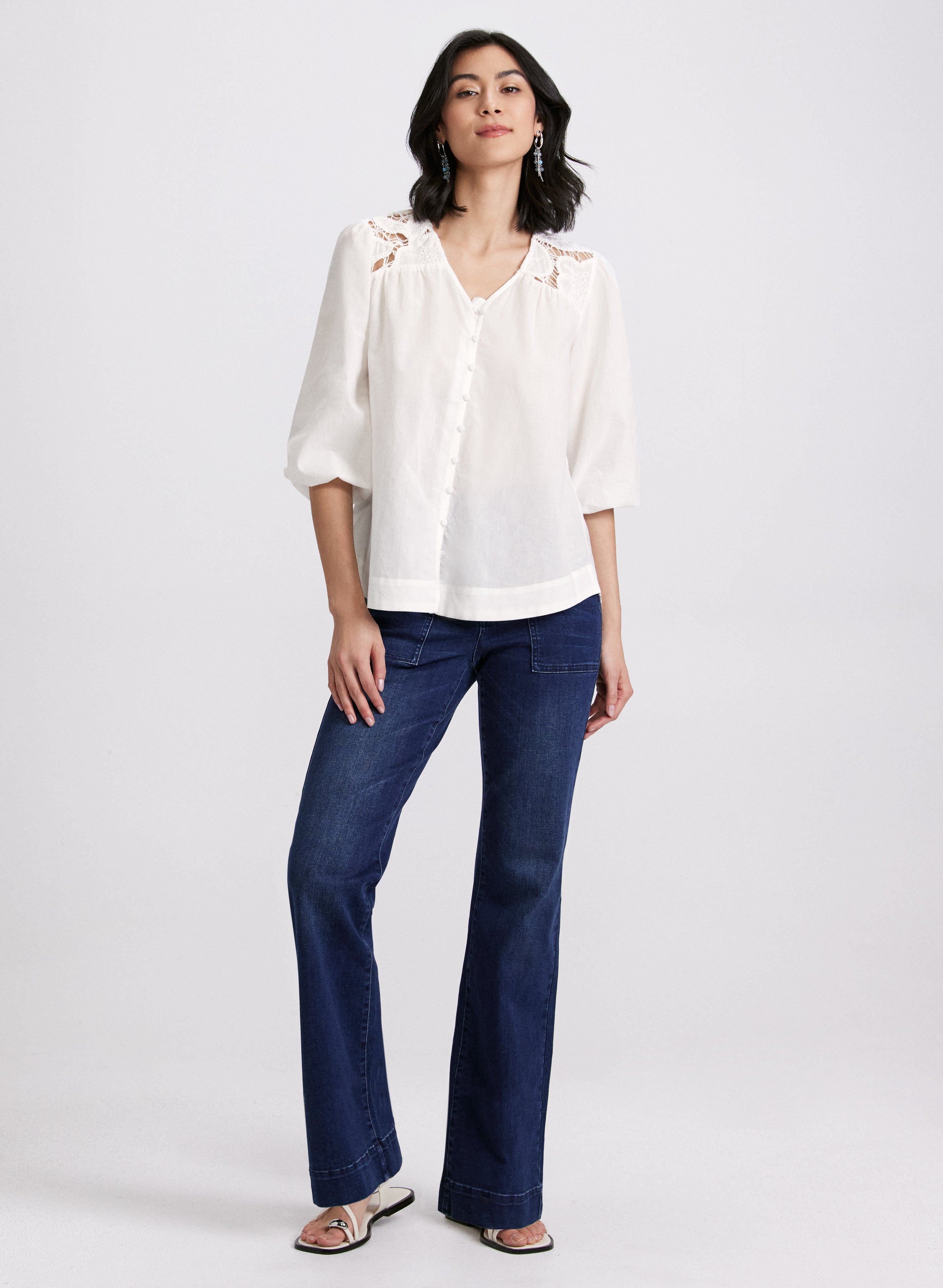 Elegant Crochet Detail Blouse for Women - Boho Chic Lace Top - Perfect for Summer, Beach, and Casual Outings