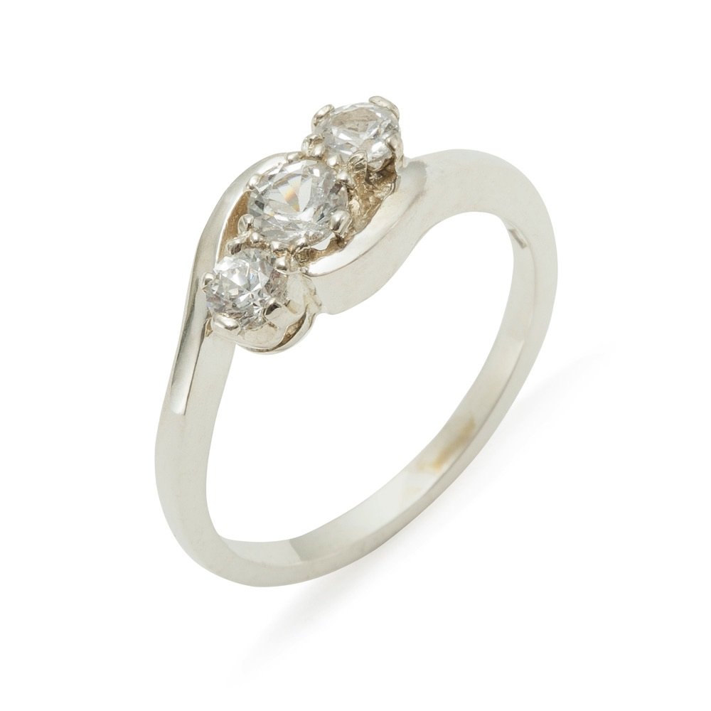 925 Sterling Silver Cubic Zirconia Women's Trilogy Ring - Elegant Stackable Band for Engagement, Wedding, Anniversary & Everyday Wear