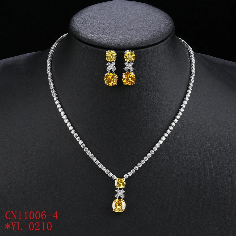 Elegant Cubic Zirconia Pendant Necklace & Earrings Set for Women - CZ Bridal Wedding Jewelry Gift Set - Perfect for Weddings, Anniversaries & Special Occasions