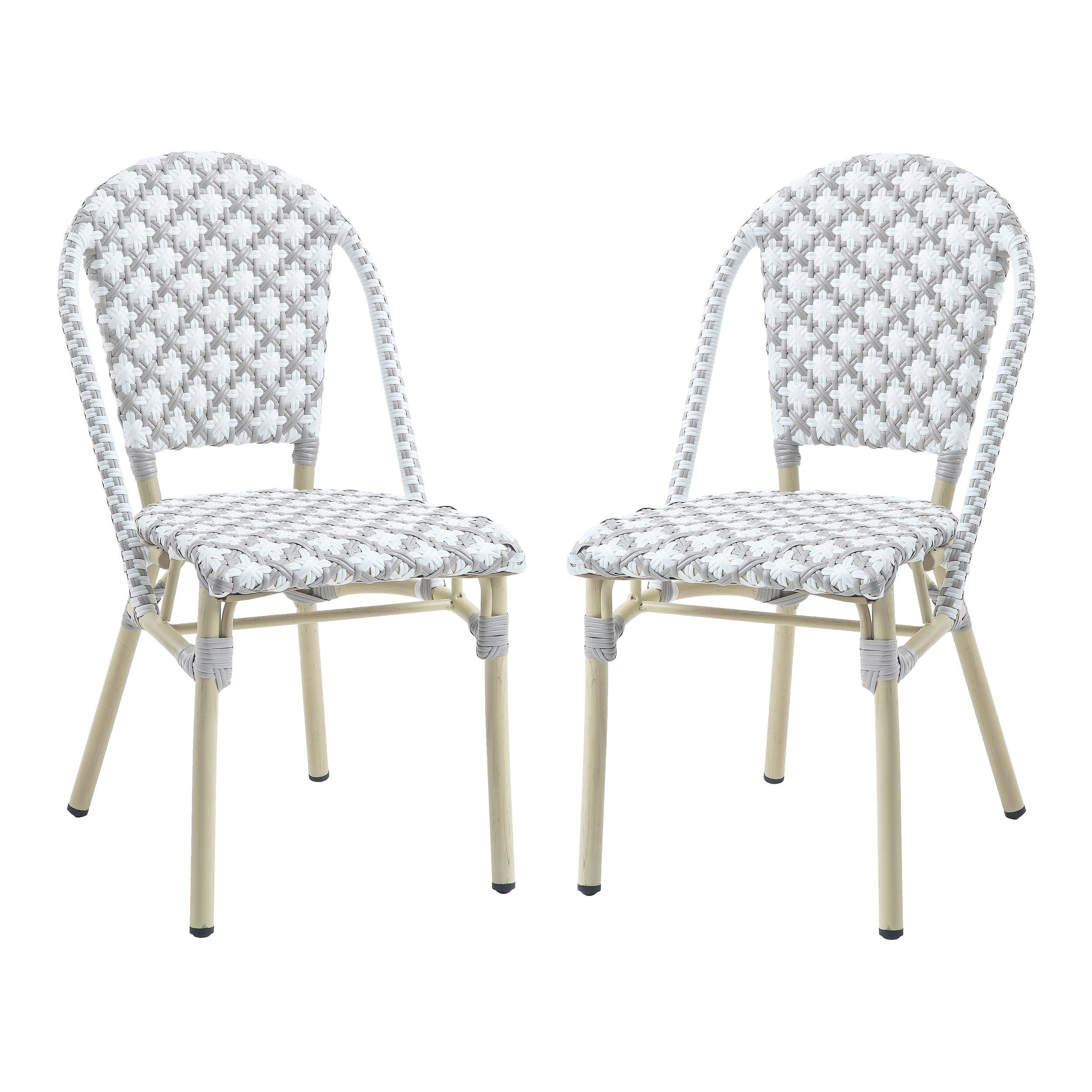 Furniture of America Misea Transitional Aluminum Patio Chairs - Gray Outdoor Dining Set of 2 - Weather-Resistant Garden Furniture for Poolside, Deck, or Backyard Relaxation