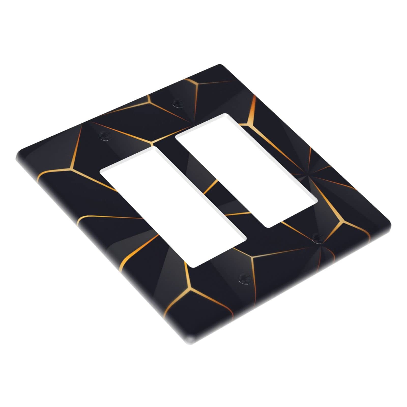 Modern Abstract Diamond Pattern Light Switch Cover - Double Rocker Wall Plate Decor for Bedroom, Kitchen & Bathroom - 2 Gang Switch Plate Cover (4.50
