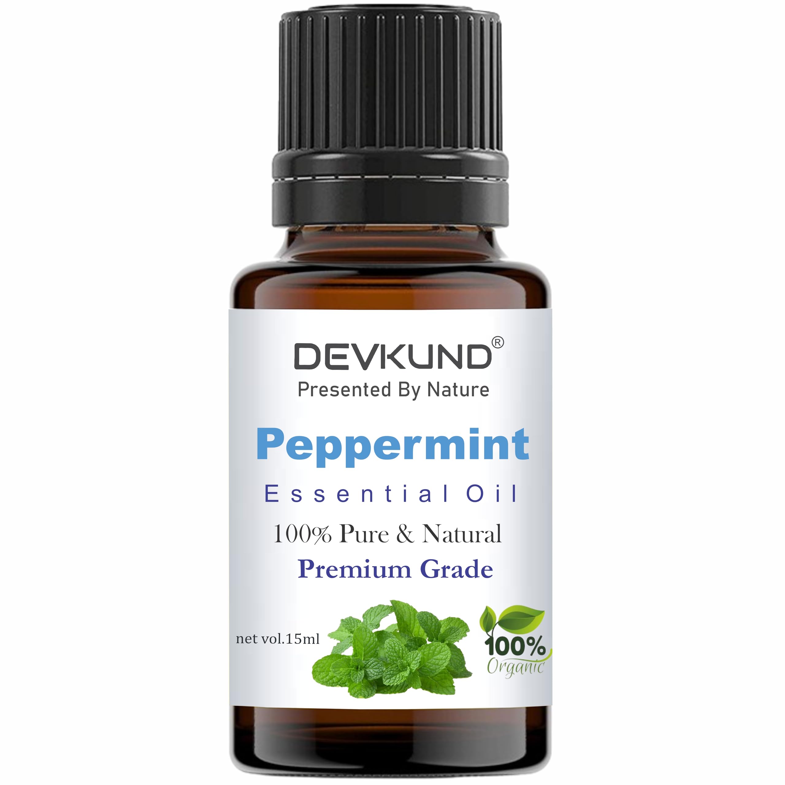 **Devkund Peppermint Essential Oil – 100% Pure, Natural & Organic for Skin, Hair & Scalp Care | Cooling & Refreshing Aromatherapy Oil for Face & Body | 15ml | Perfect for Relaxation, Massage & DIY Beauty**