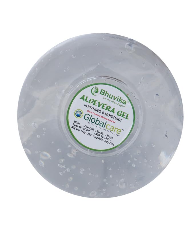 Bhuvika Pure Aloe Vera Gel for Face & Hair - 8.8 oz (250g) - Natural Moisturizer for Sunburn Relief, Skin Hydration & Hair Care - Perfect for After Sun Care, Daily Skincare & Scalp Treatment