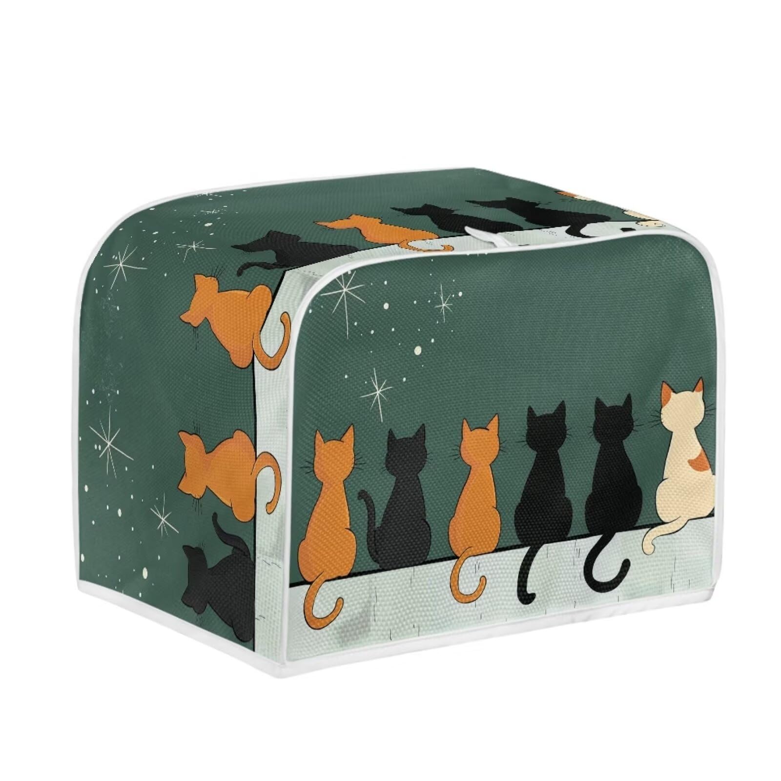 2 Slice Cat Print Toaster Cover - Dust Protection Washable Toaster Oven Cloth Cover for Bread Maker - Green Kitchen Appliance Accessory | Perfect for Kitchen Decor & Small Appliance Protection