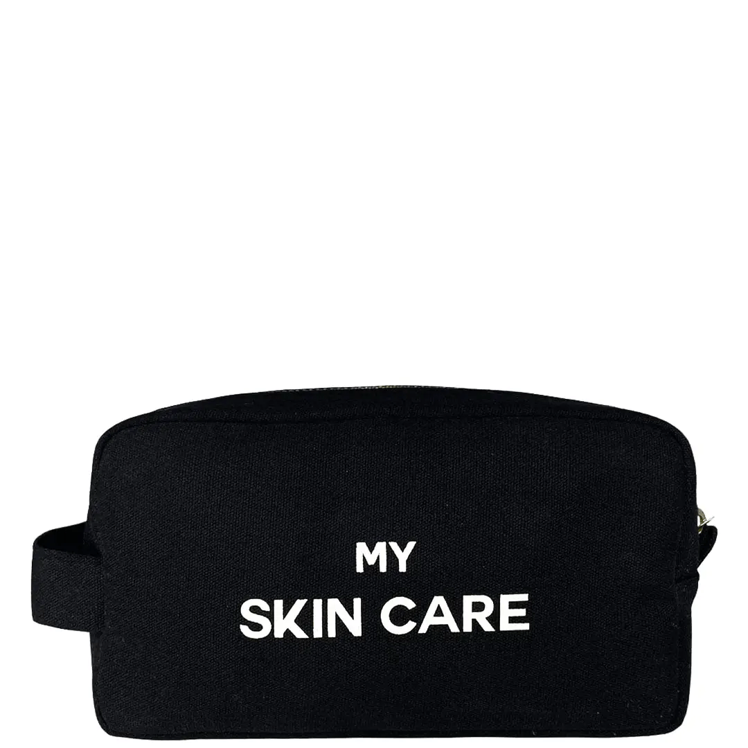 Premium Black Leather Skin Care Organizing Pouch - Travel Cosmetic Bag for Makeup, Skincare & Toiletries - Perfect for Gym, Vacation & Daily Use