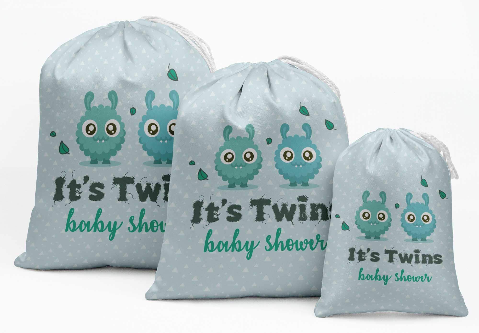 Blue Twins Baby Shower Party Supplies - 15-Pack Favor Bags & Gift Pouches for Boy & Girl - Perfect for Gender Reveal, Newborn Celebration & Twin Themed Decorations