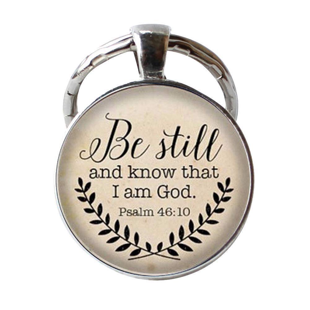 Handmade Bible Verse Necklace & Keychain - 'Be Still and Know That I am God' Psalm 46:10 - Inspirational Christian Jewelry Gift for Women, Baptism, Confirmation & Daily Faith Encouragement