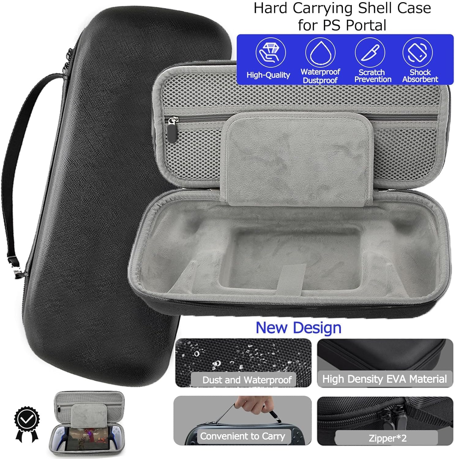 AriKroii 4-in-1 Accessories Bundle for PlayStation Portal - PS Portal Protective Case, Hard PC Clear Cover, 2 Screen Protectors & 2 Thumb Grips - Perfect for Gaming Protection and Enhanced Gameplay Experience