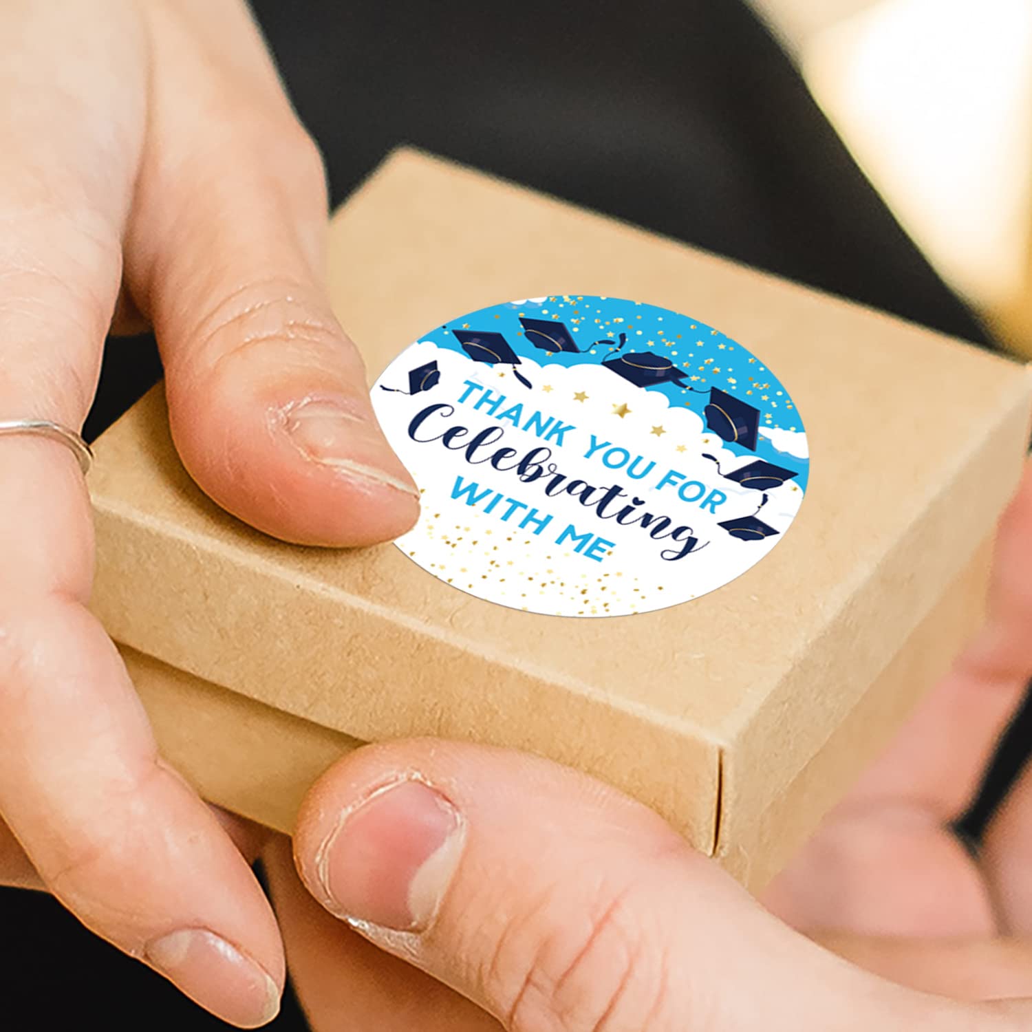 50-Pack Blue Graduation Party Favor Labels - 2 Inch Round Thank You Stickers for High School & College Graduation Decorations - Perfect for Cap Decor, Diploma Gifts, and Graduation Party Favors