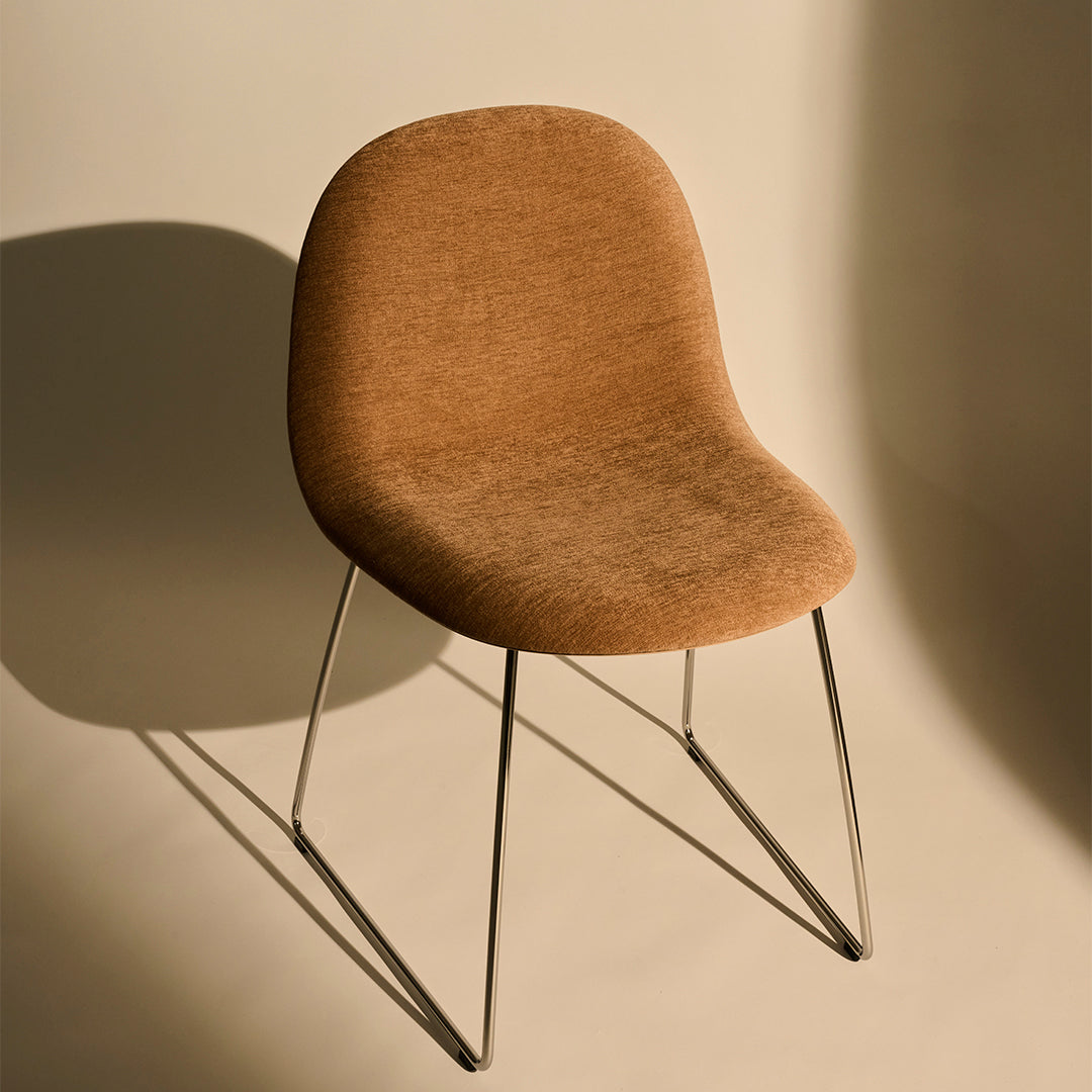 Gubi 3D Dining Chair with Sledge Base - Front Upholstered Modern Design for Kitchen, Dining Room & Restaurant | Comfortable & Stylish Seating Solution