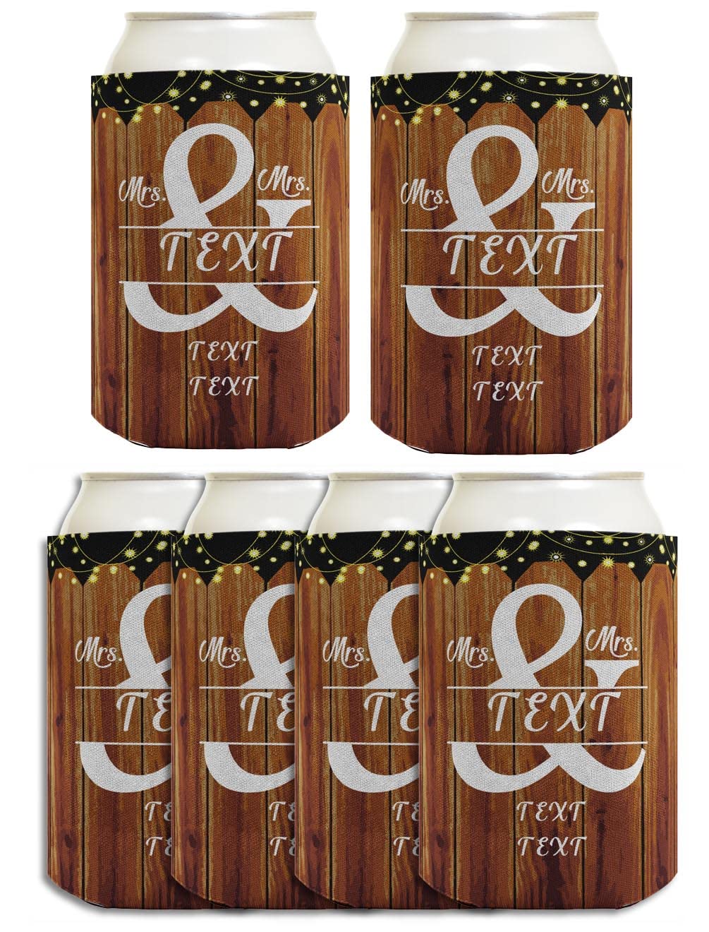 Personalized Mrs & Mrs Wedding Drink Coolers - 6-Pack Custom Can Insulators with Names & Date - Perfect for Lesbian Couples, Bridal Showers & LGBTQ+ Weddings