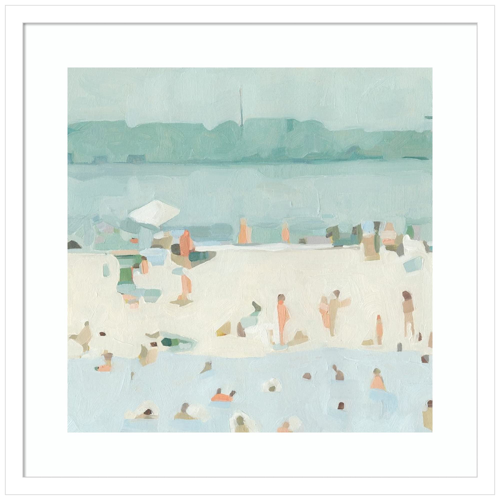 Emma Scarvey Sea Glass Sandbar I Wood Framed Wall Art Print - 21x21 Inches, Svelte White Frame - Coastal & Beach Home Decor for Living Room, Bedroom, Office