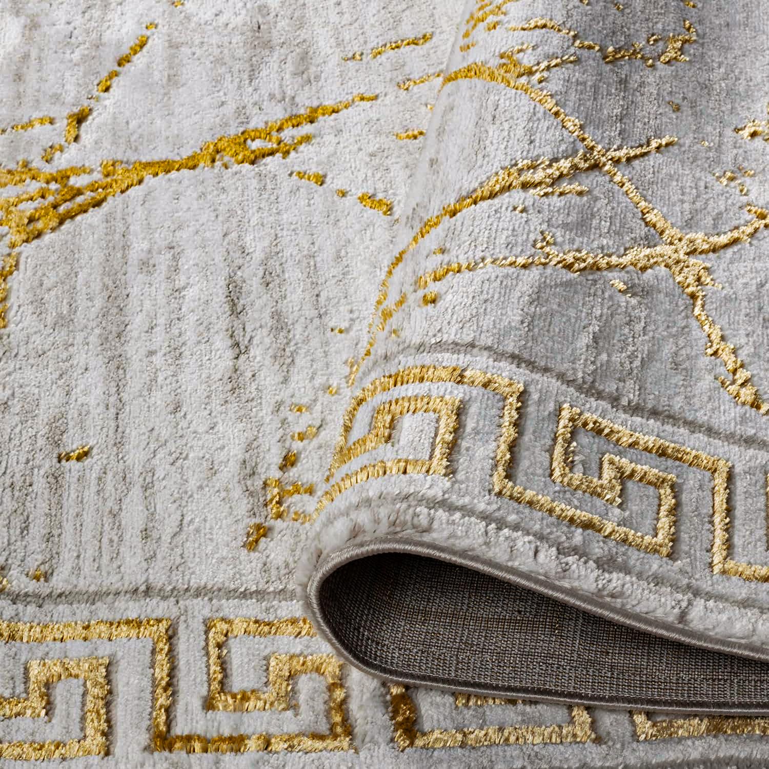 GLORY RUGS 8x10 Modern Abstract Area Rug - Cream & Gold Marble Pattern Carpet for Living Room, Dining Room, Bedroom | Soft & Stylish Home Decor
