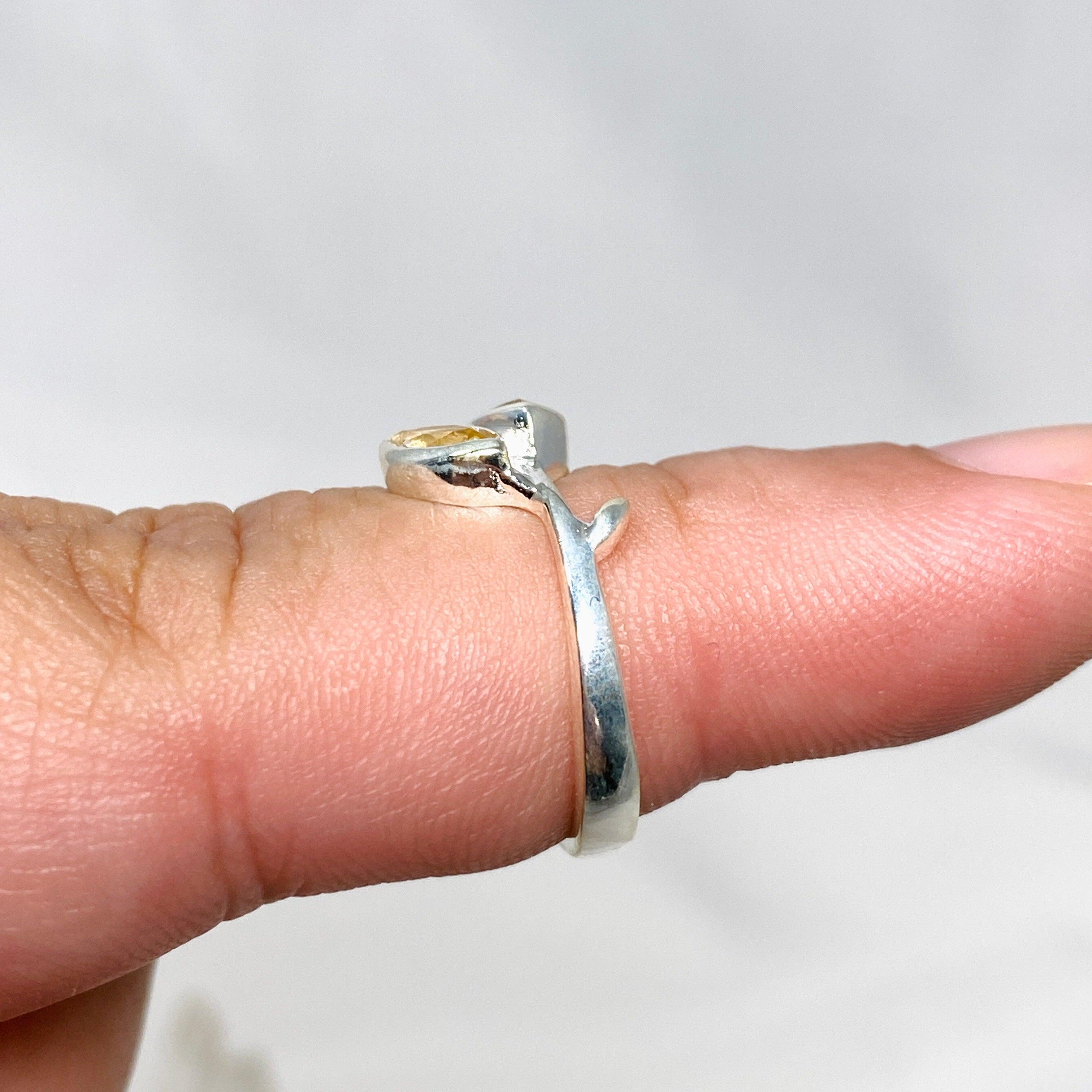 Natural Citrine Faceted Marquise Multistone Leaf Ring in Sterling Silver - Elegant Bohemian Jewelry for Women, Perfect for Weddings, Parties & Everyday Wear R3735