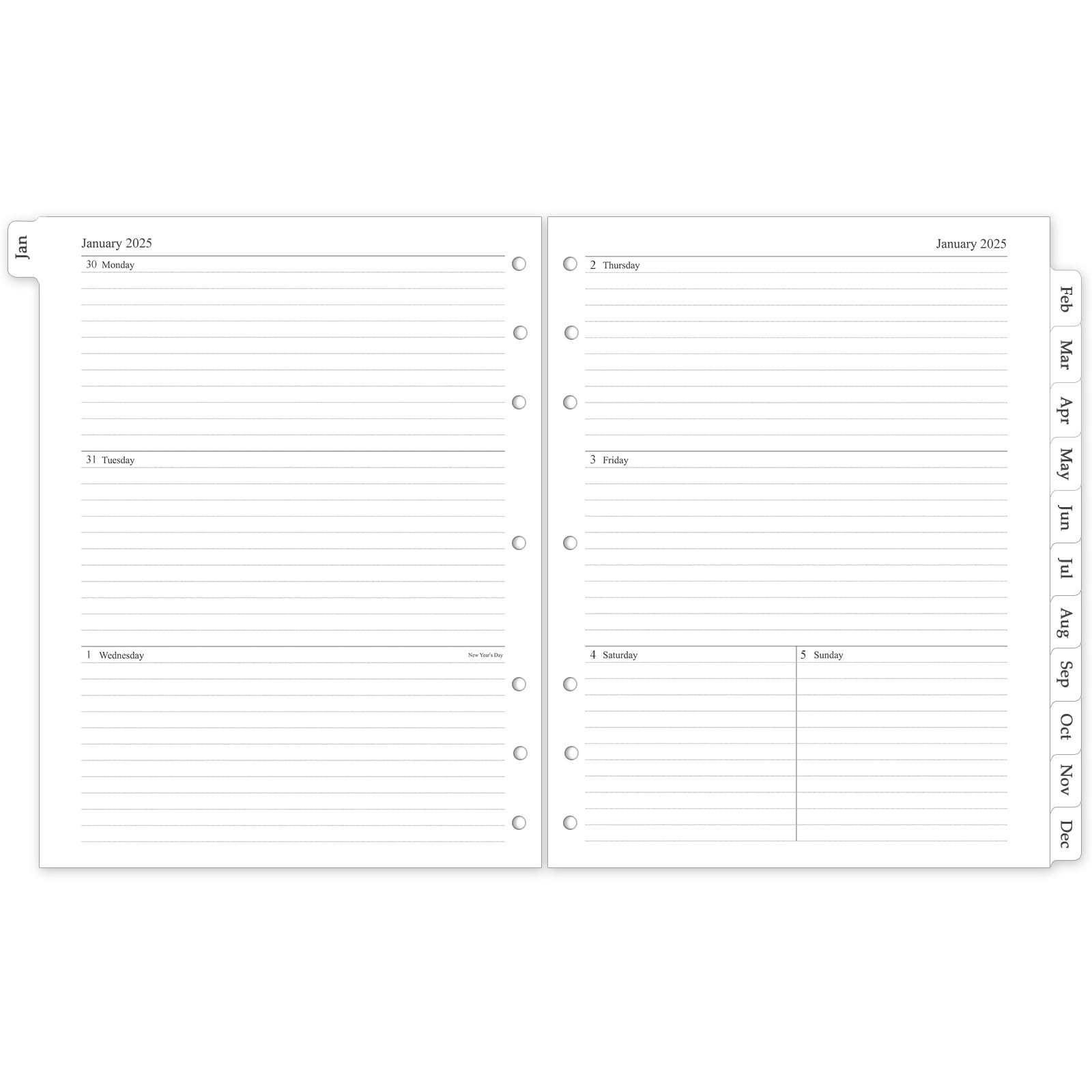 2025 Weekly & Monthly Planner Refill Inserts - 8.5
