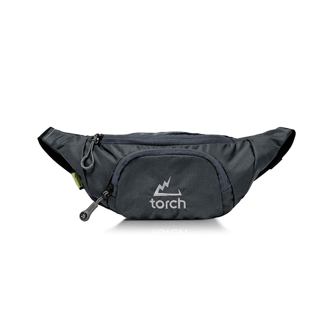 TORCH Men's Fanny Pack - Lightweight Waist Bag with Compass for Survival, Gym, Running, Hiking & Cycling - Perfect for Outdoor Adventures, Dog Walking & Travel - Vallejo (Grey)
