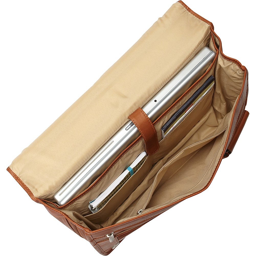 Expandable Laptop Briefcase with Two Sections - Chocolate Brown Leather Portfolio for 13-15 Inch MacBook & Business Travel - Perfect for Office Professionals & Commuters