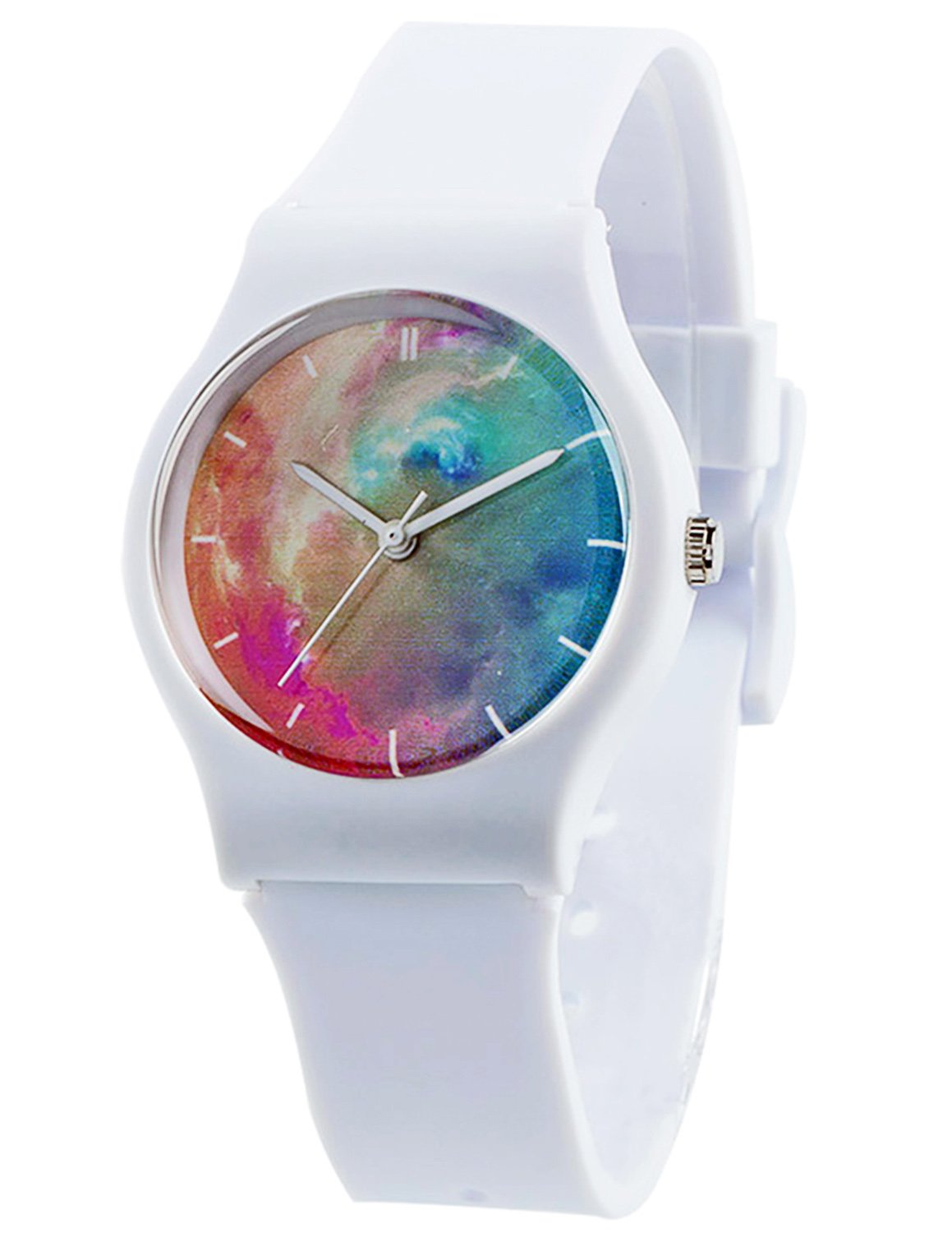Tonnier Girls' Analog Quartz Wristwatch with Soft Resin Band & Nebula Dial - Stylish Watch for Teens, School, and Everyday Wear