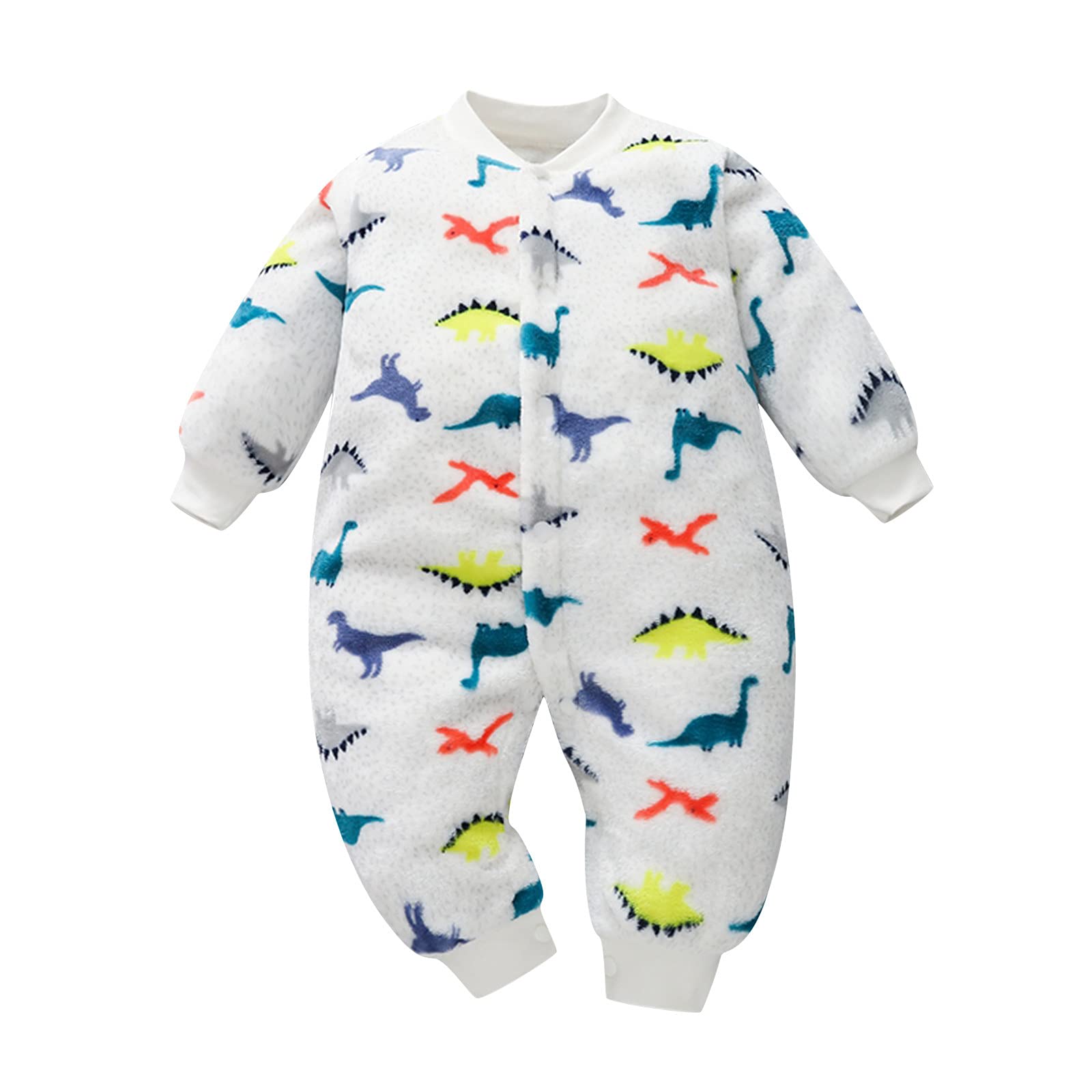 Baby Jumpsuit for Boys & Girls - Thick Warm Fleece Romper with Colorful Dots Print - Winter Button-Up Bodysuit for Infants - Perfect for Cold Weather, Playdates & Holiday Outfits