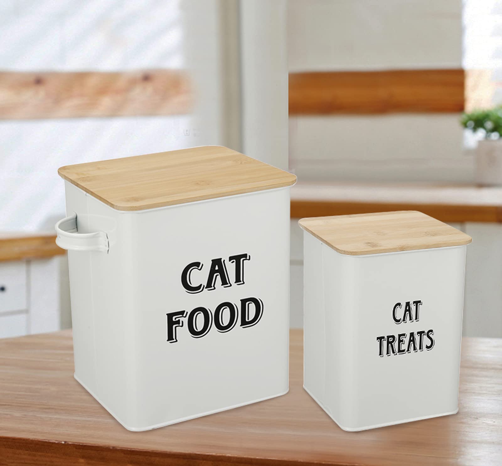 Premium Cat Food Storage Container with Lid & Scoop - Airtight Farmhouse Pet Food Bin for Dry & Wet Treats, Durable Kitchen Countertop & Shelf Organizer - Ideal Gift for Cat Owners - Perfect for Home, Travel & Outdoor Use