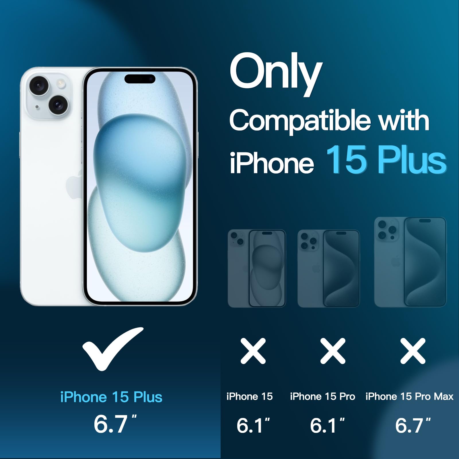 JETech Tempered Glass Screen Protector for iPhone 15 Plus 6.7-Inch - 2 Pack, Bubble-Free, HD Clear, Easy Installation Tool, Case-Friendly - Perfect for Everyday Protection & Gaming