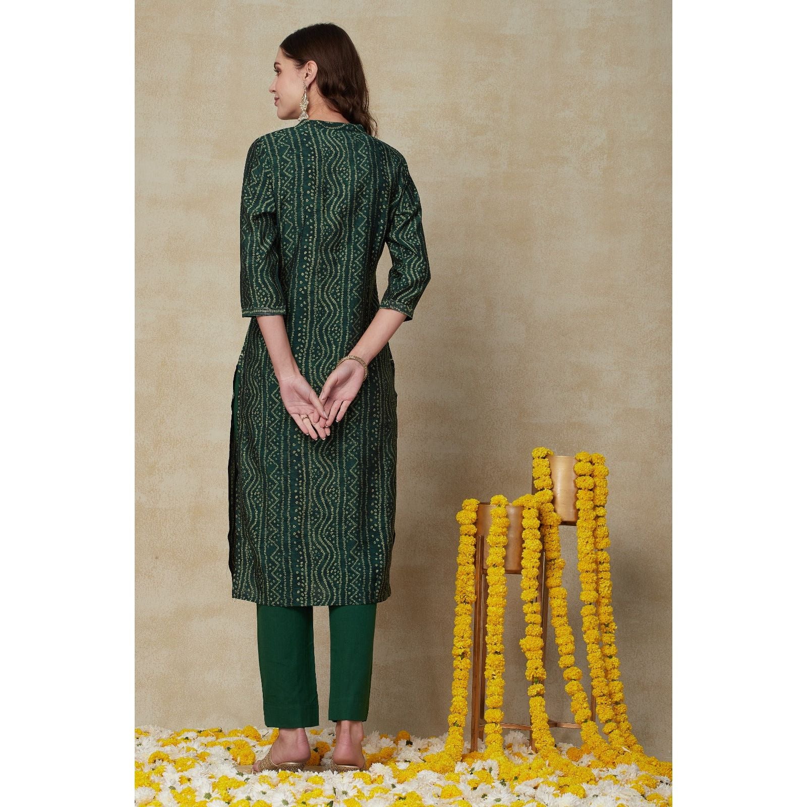 Stylish Bandhini Green Kurta Set for Women – Traditional Indian Ethnic Wear for Festivals, Weddings & Casual Outfits