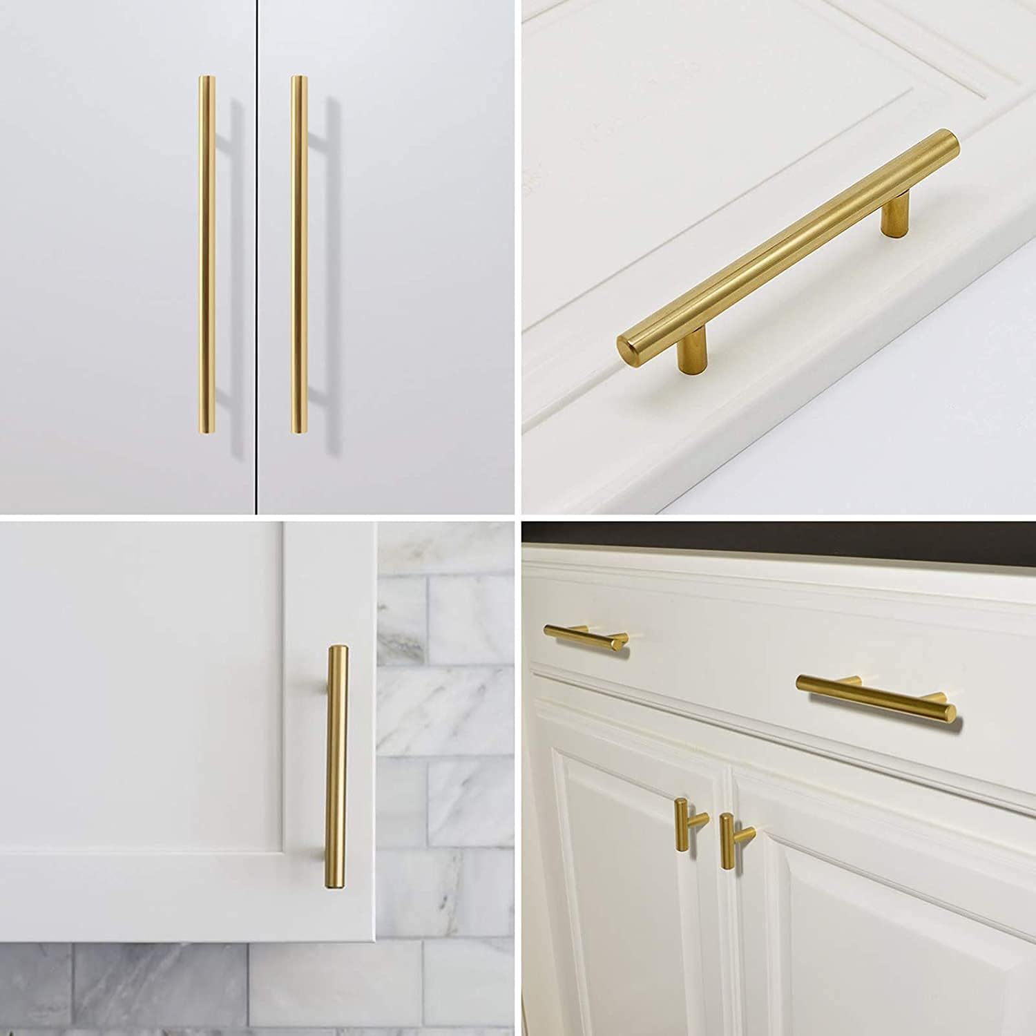 Brass Gold Cabinet Pulls 5 Pack - 3 Inch Drawer Handles for Kitchen Bathroom Bedroom