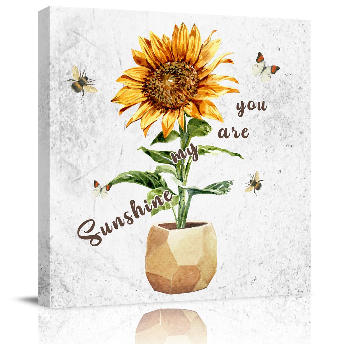 Sunflower Canvas Wall Art - 24x24 Inch Framed Abstract Painting Print, Ready to Hang Home Decor for Bedroom, Bathroom & Kitchen | Perfect Housewarming Gift & Wall Decor for Living Room, Office