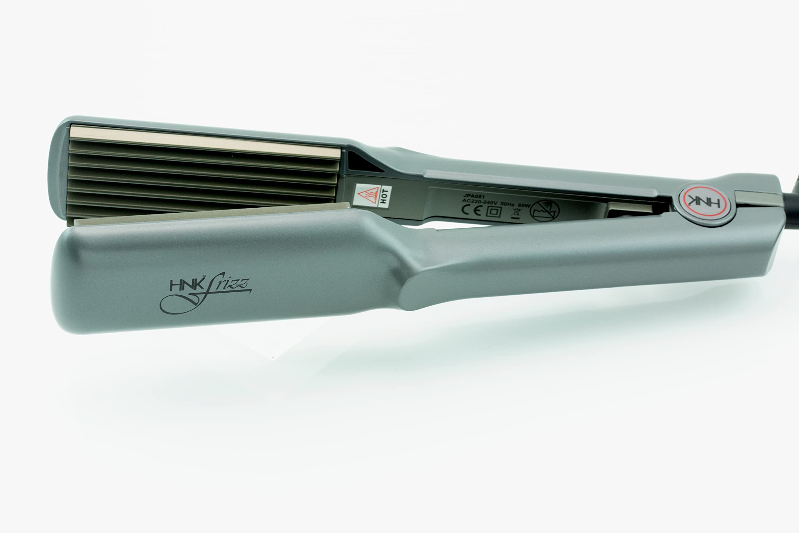 Premium HNK HAIR N KRAFT Ceramic Hair Crimper for Frizz Control - Fast Heating Styling Iron with Ceramic Coated Plates (Grey) - Perfect for Salon, Home Use & Travel Styling