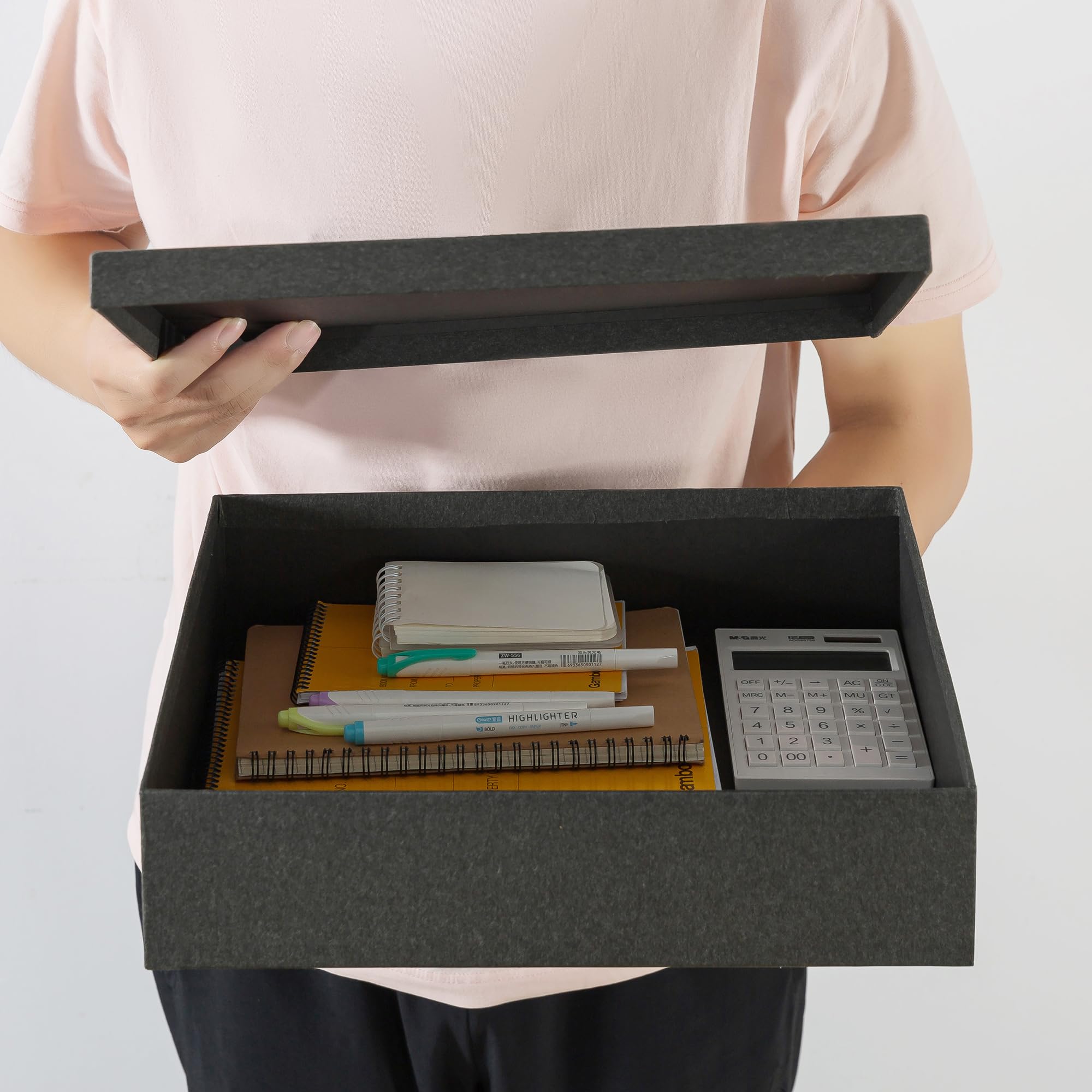 Decorative Storage Box Set for Keepsakes, Photos & Office - Black Kraft