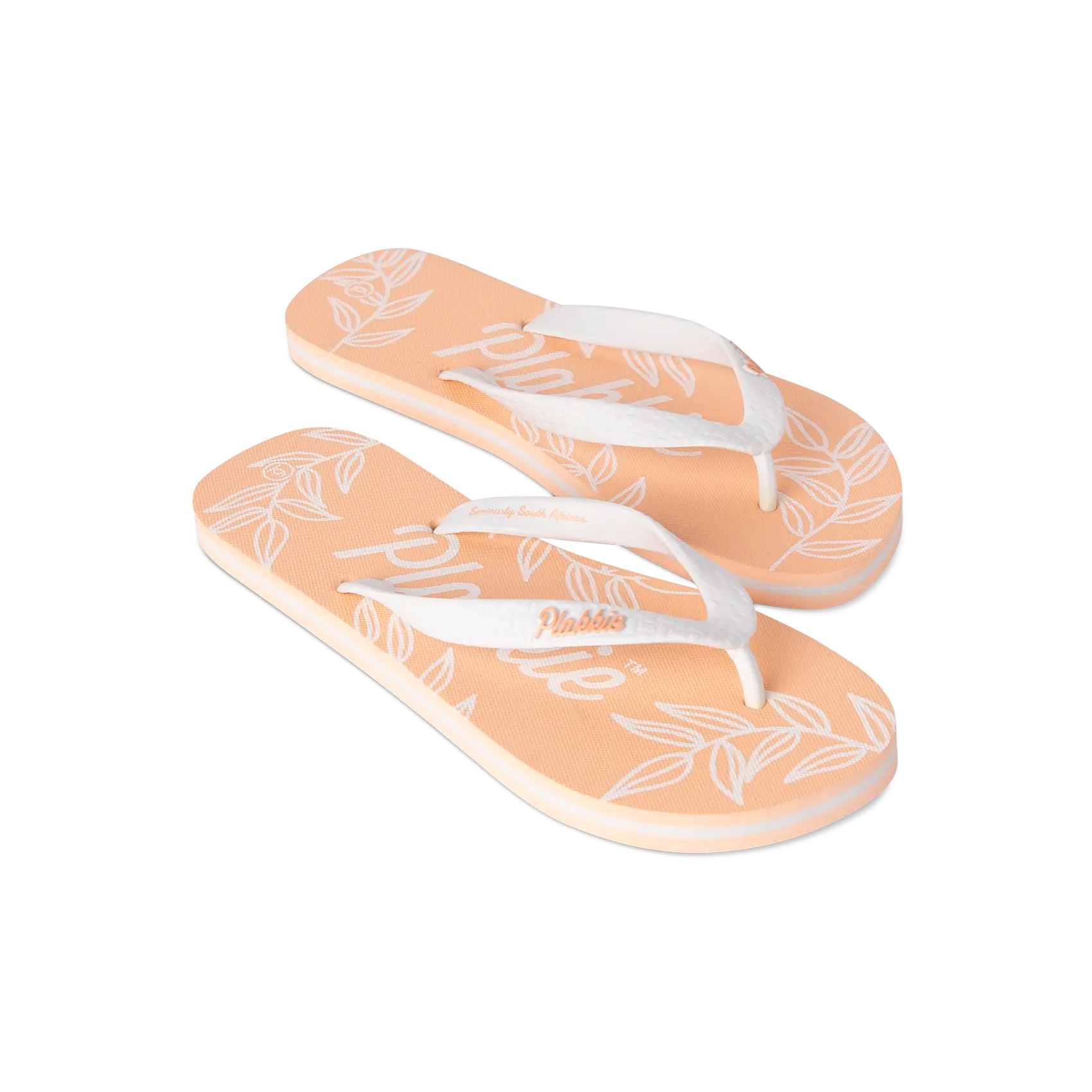 Plakkie Sardinia Bay Women's Sandals - Peach & White Comfortable Beach Slides for Summer, Pool, and Vacation Wear