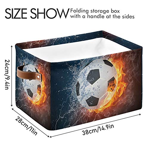 **AUUXVA SEULIFE Foldable Storage Basket - Large Collapsible Organizer Bin for Football, Soccer Toys, Bathroom, Kids Nursery & Closet - Fire & Water Resistant with Handles (1 Pack) - Perfect for Sports Gear, Bathroom Essentials & Kids' Room Organization**