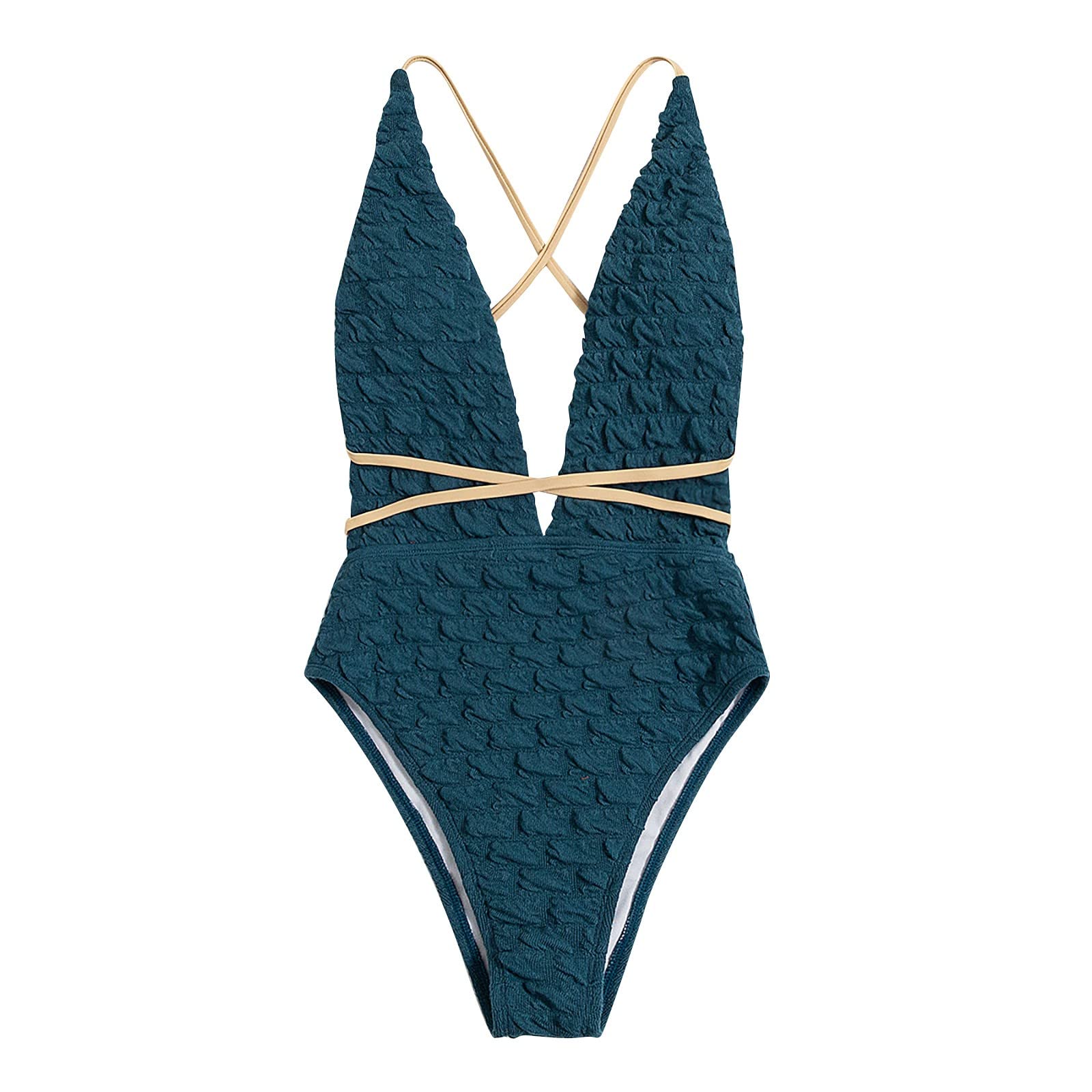 Women's High Waisted One-Piece Swimsuit - Scalloped Edge Plus Size Bathing Suit for Beach, Pool & Vacation